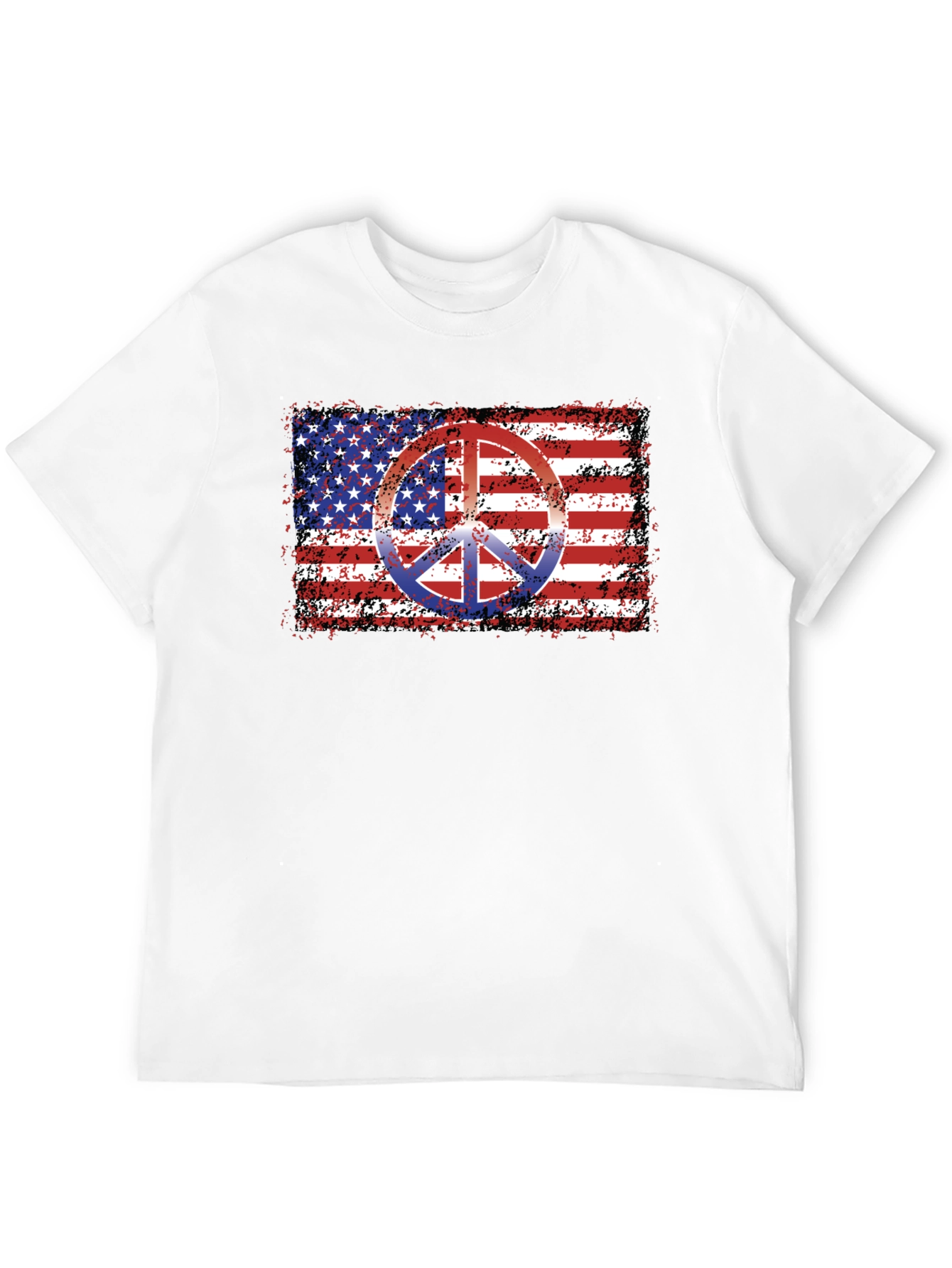 American Flag Peace Sign Black T-Shirt