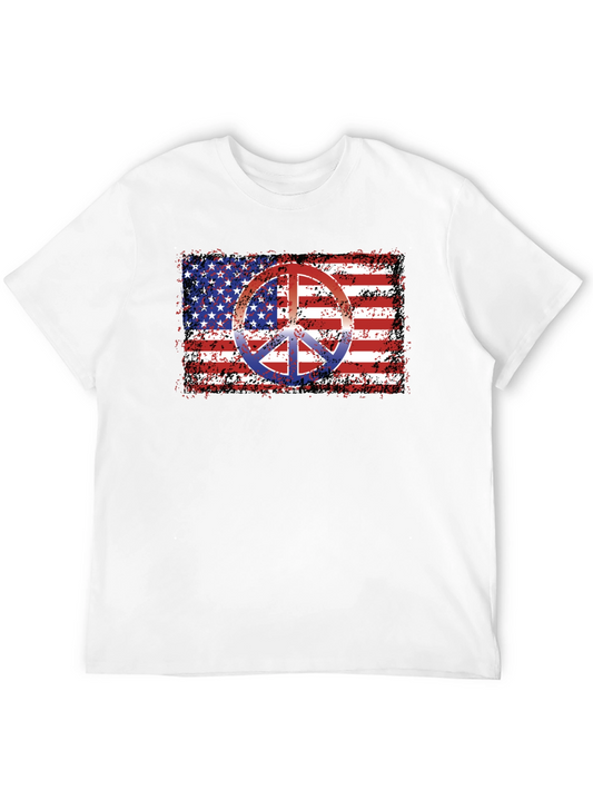 American Flag Peace Sign Black T-Shirt