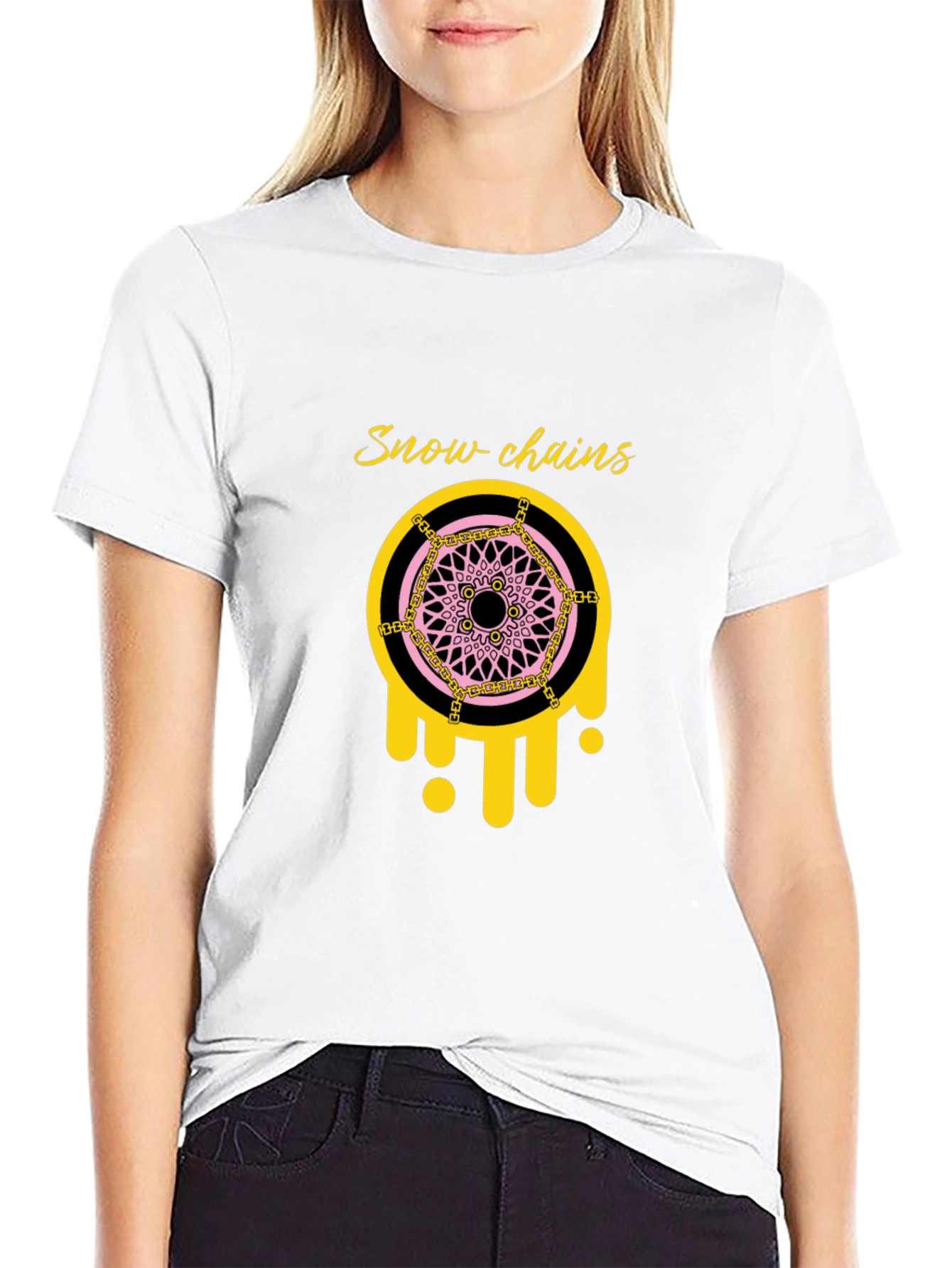 Snow Chains Graphic Tee - Trendy Black T-Shirt