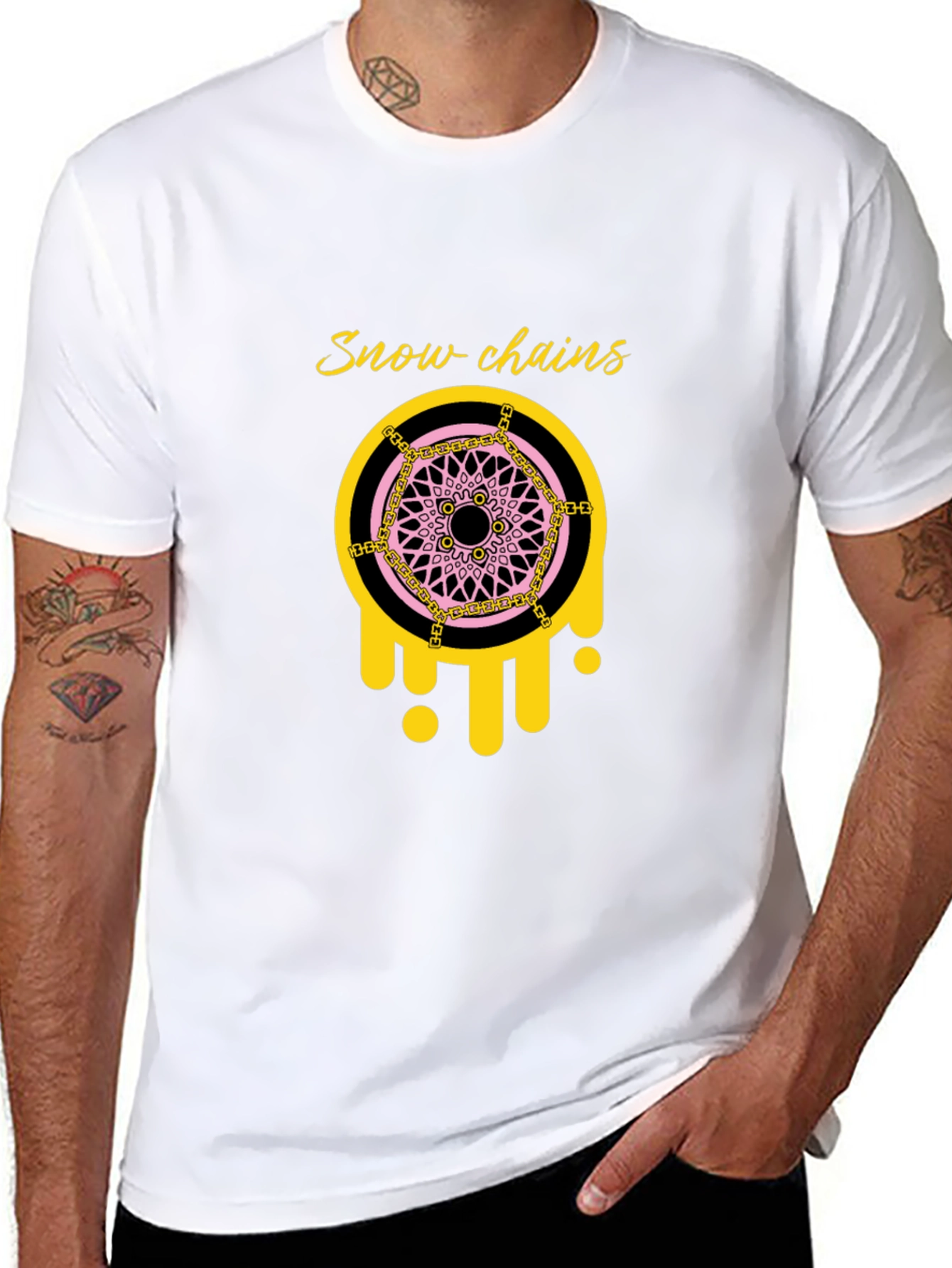 Snow Chains Graphic Tee - Trendy Black T-Shirt