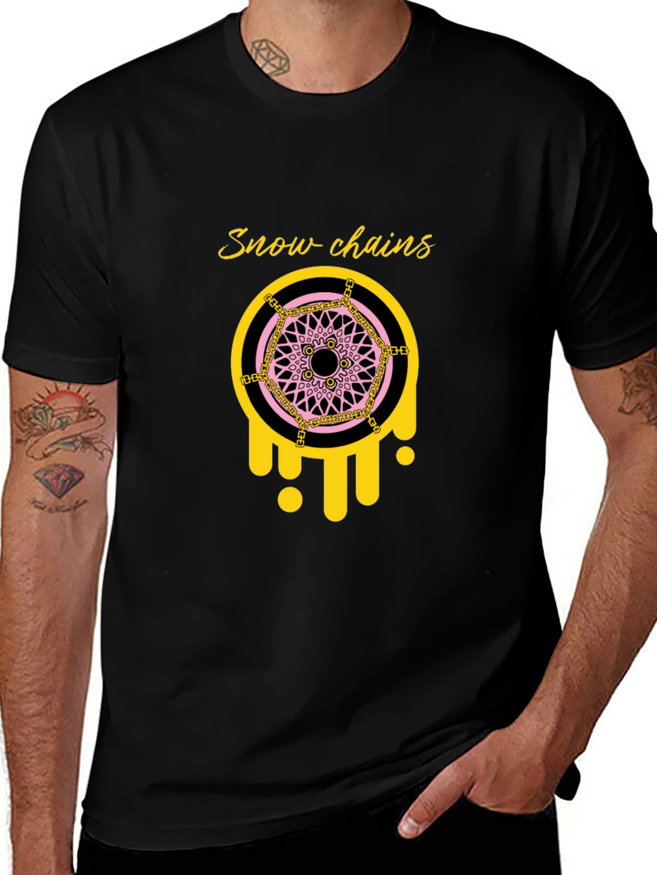 Snow Chains Graphic Tee - Trendy Black T-Shirt
