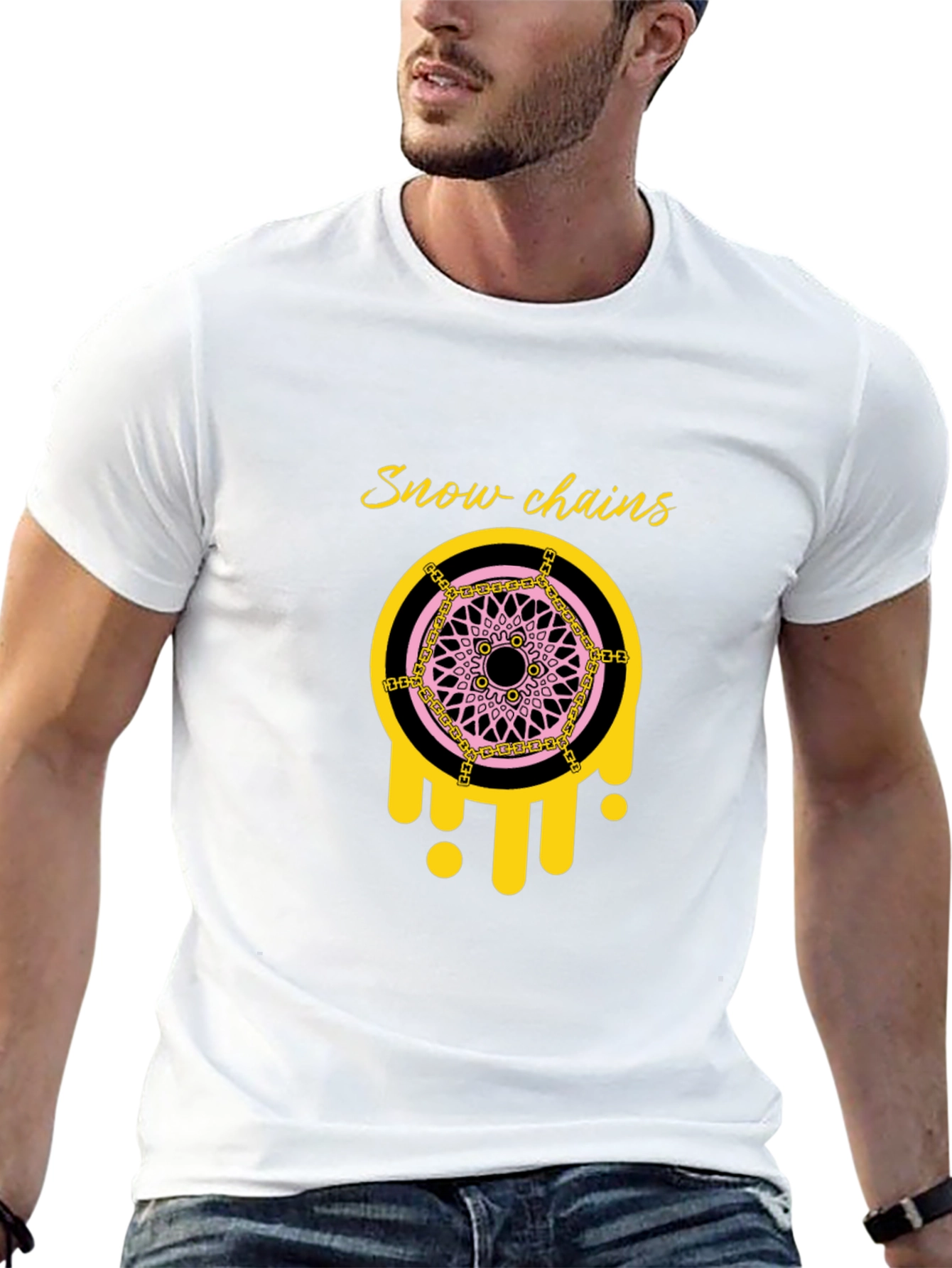 Snow Chains Graphic Tee - Trendy Black T-Shirt
