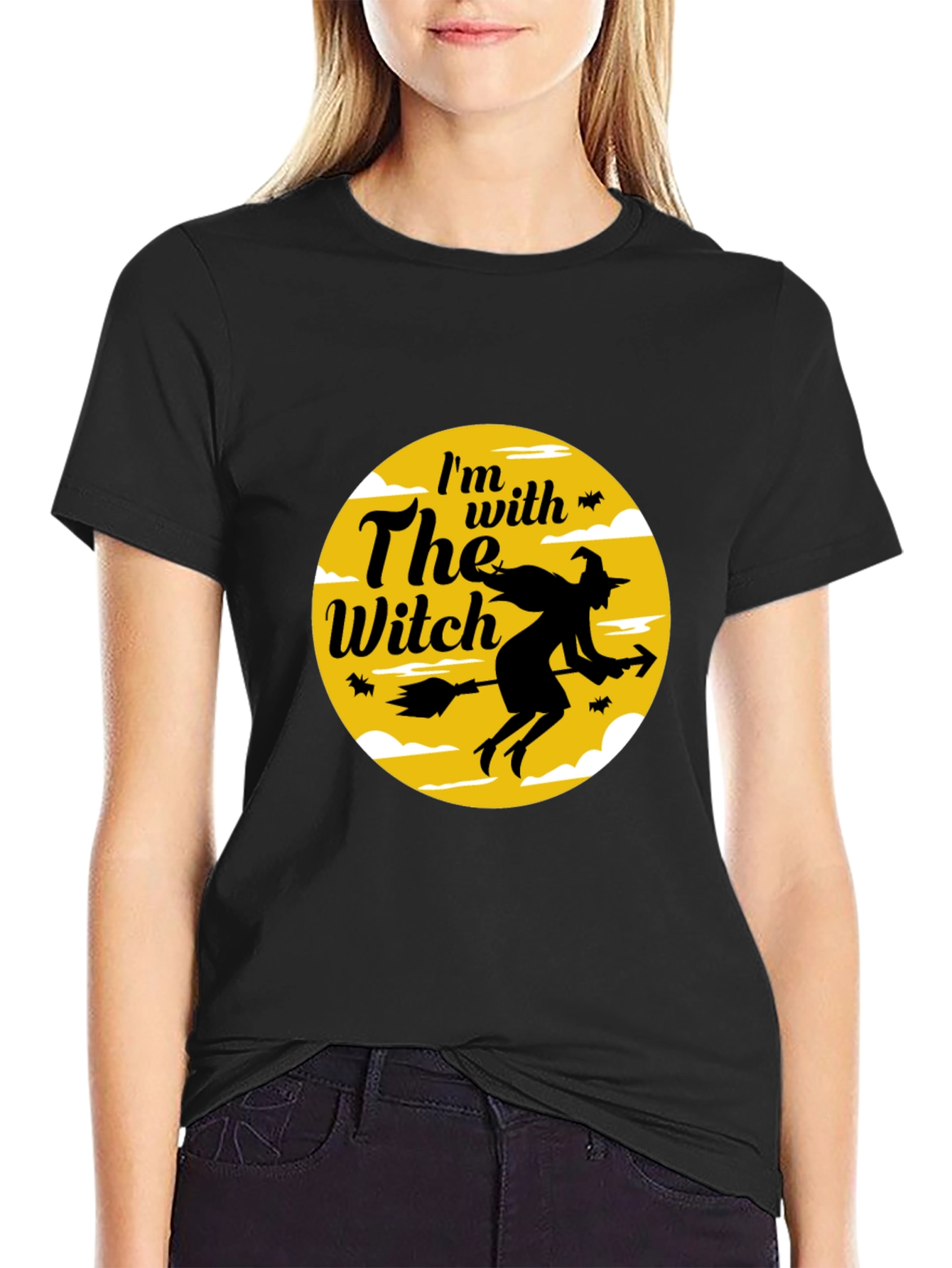 Im With The Witch Halloween Black T-Shirt