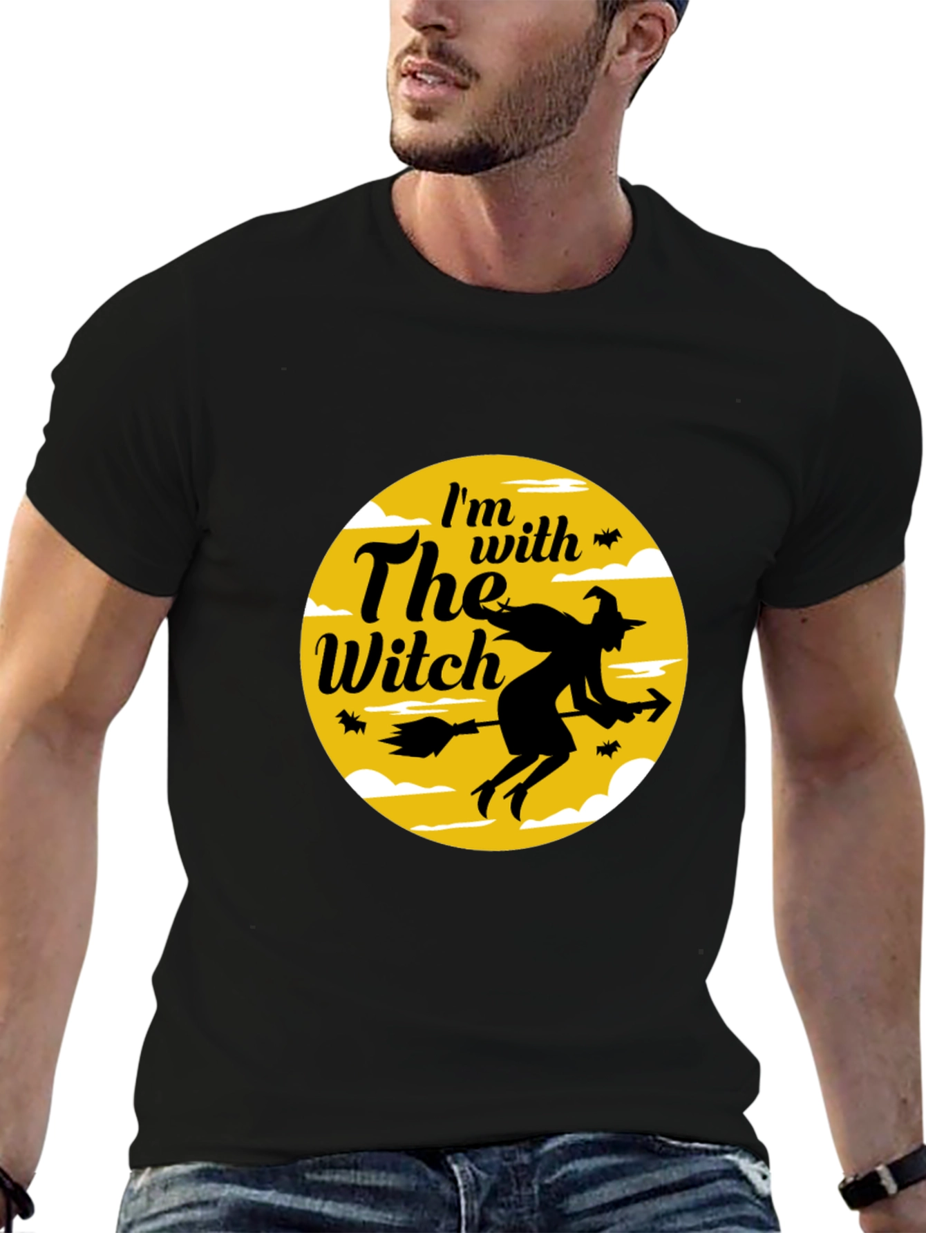 Im With The Witch Halloween Black T-Shirt
