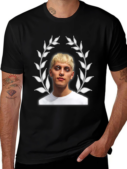 Leaf Crown Portrait Tee - Black Cotton Casual Wear