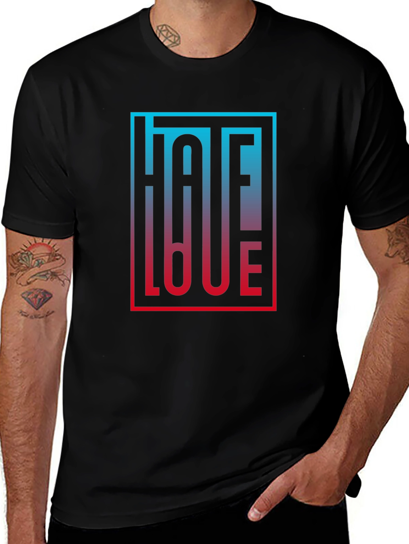 Hate Love Graphic Tee - Modern Gradient Design