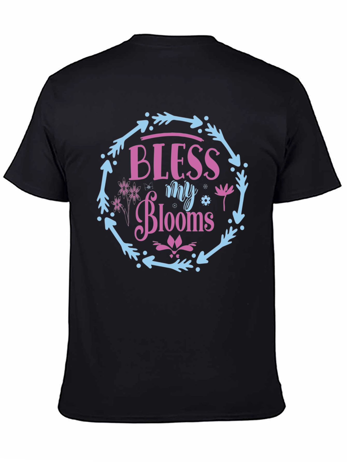 Bless My Blooms Graphic Tee - Black Cotton T-Shirt