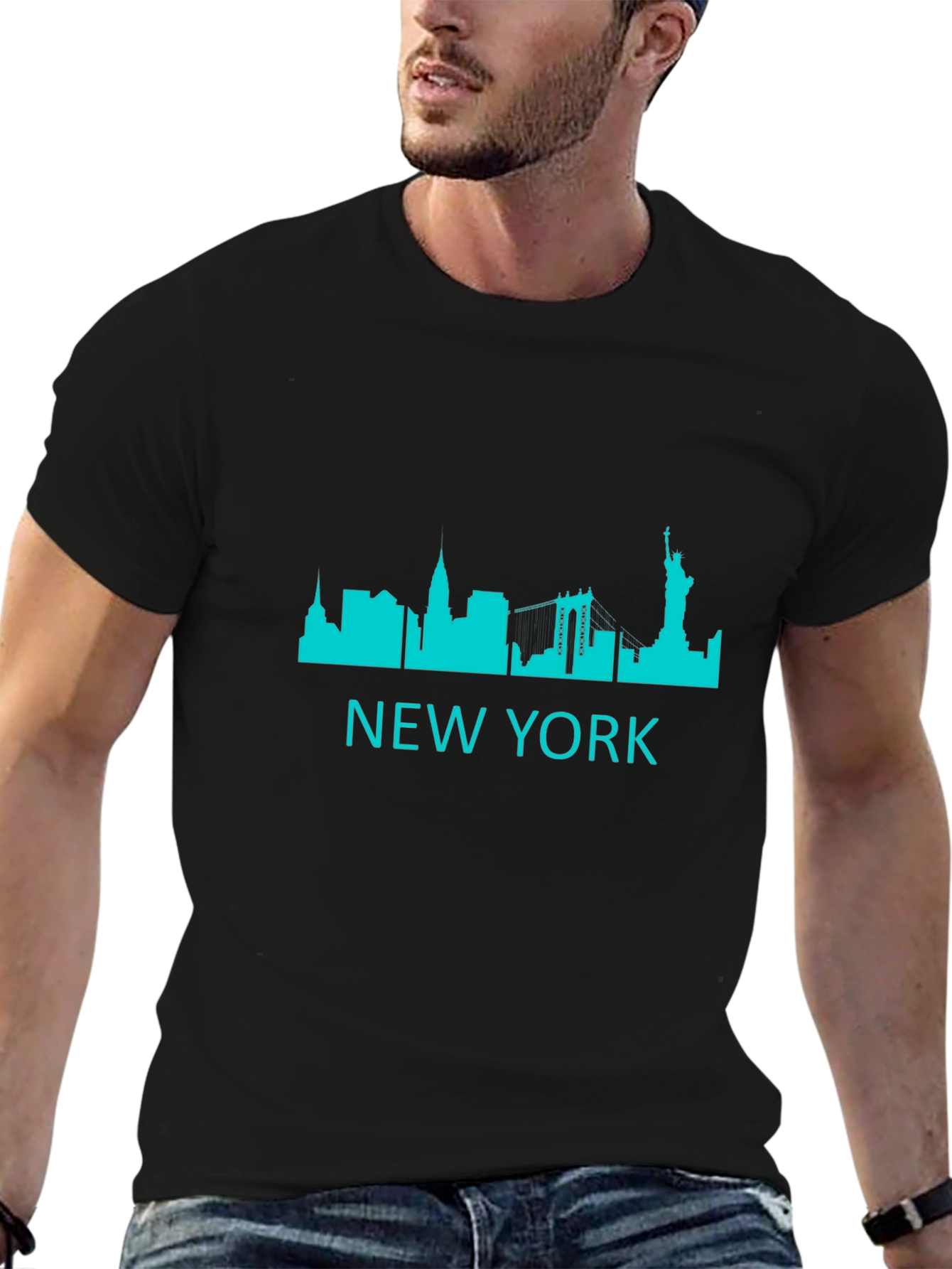 New York Skyline Graphic Tee - Black