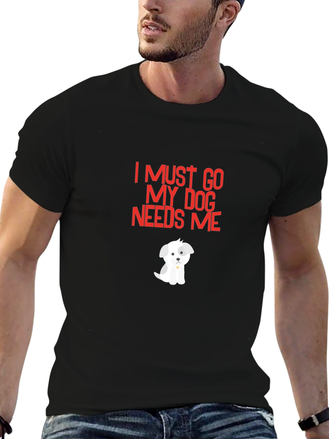 Dog Needs Me Graphic Tee - Black