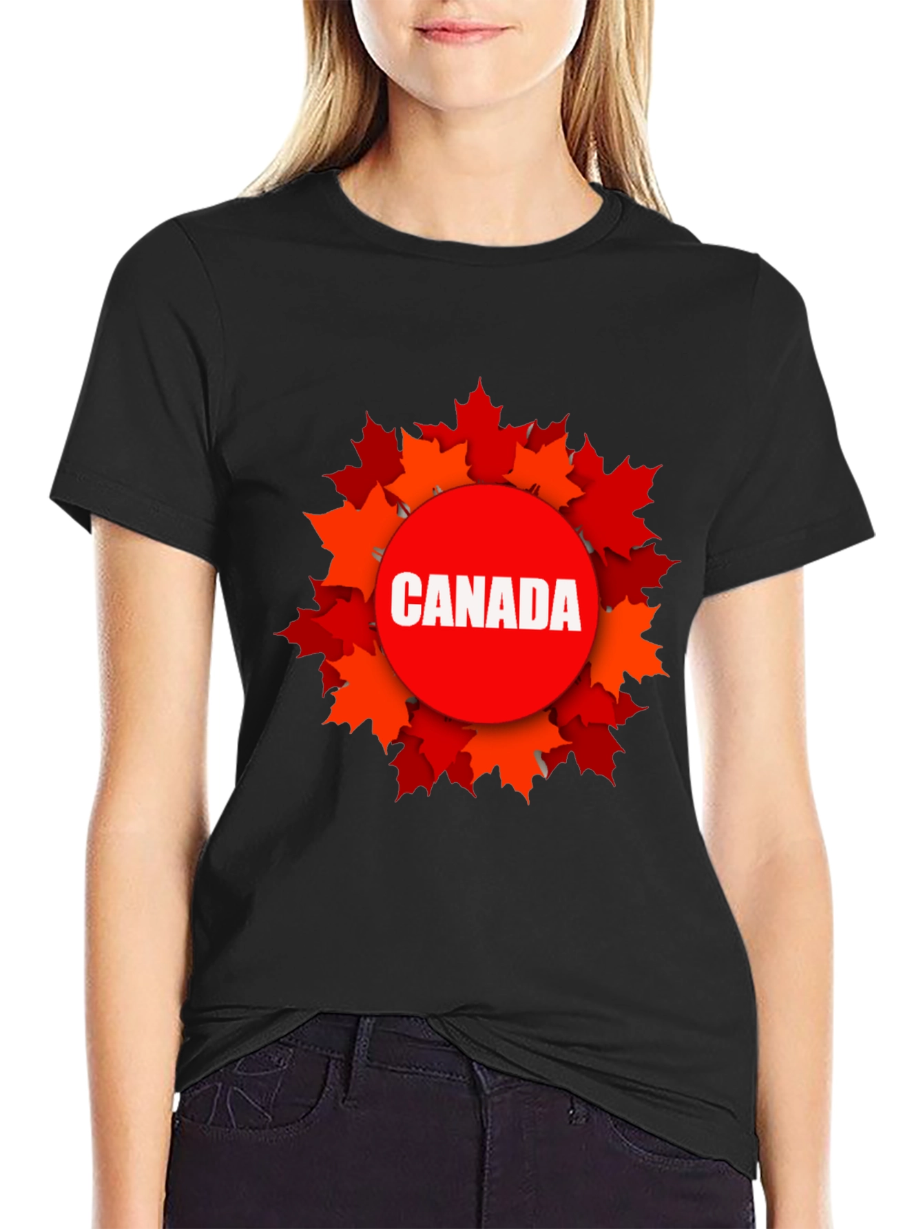 Canada Maple Leaf Graphic Tee - Black