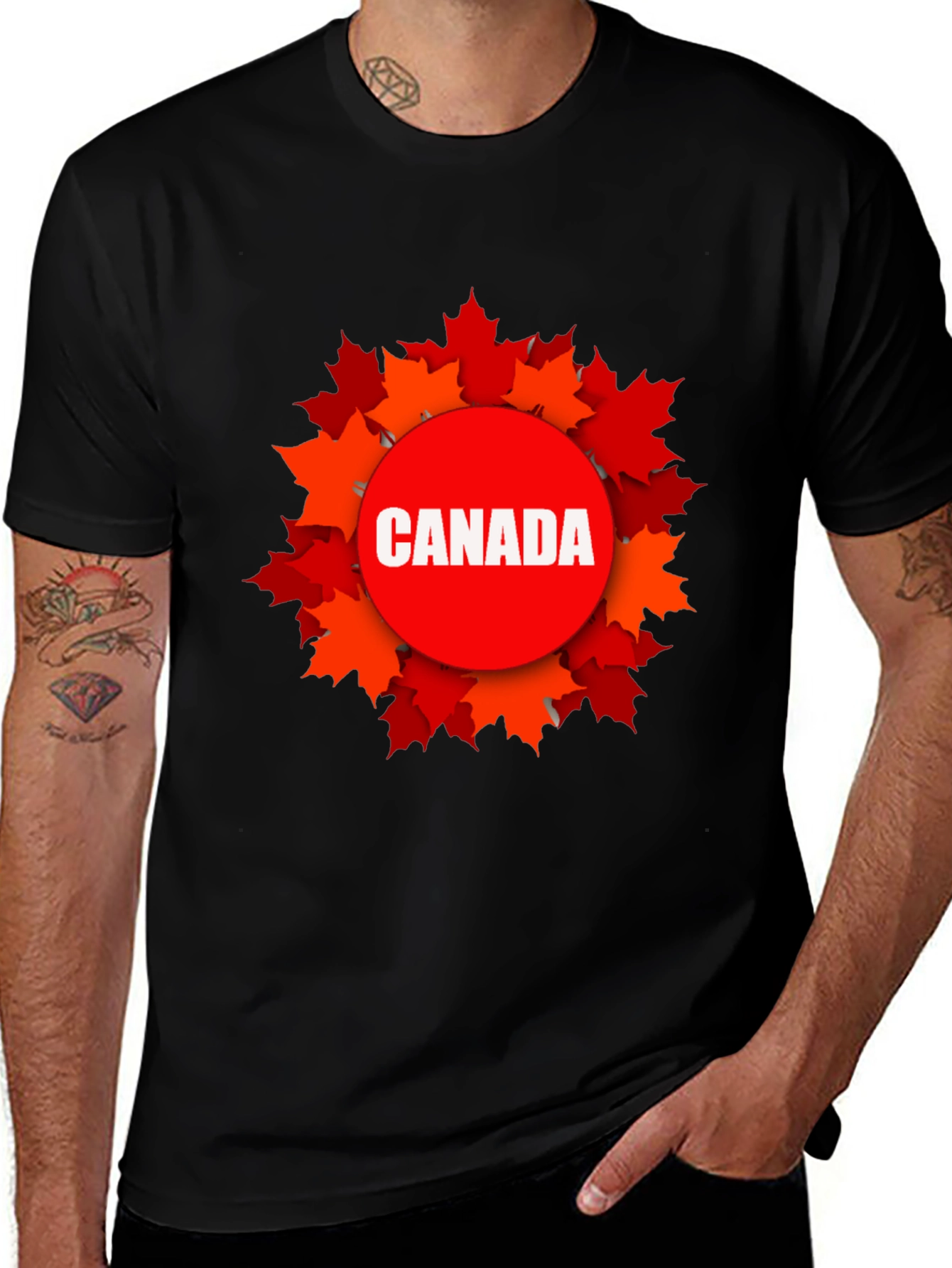 Canada Maple Leaf Graphic Tee - Black