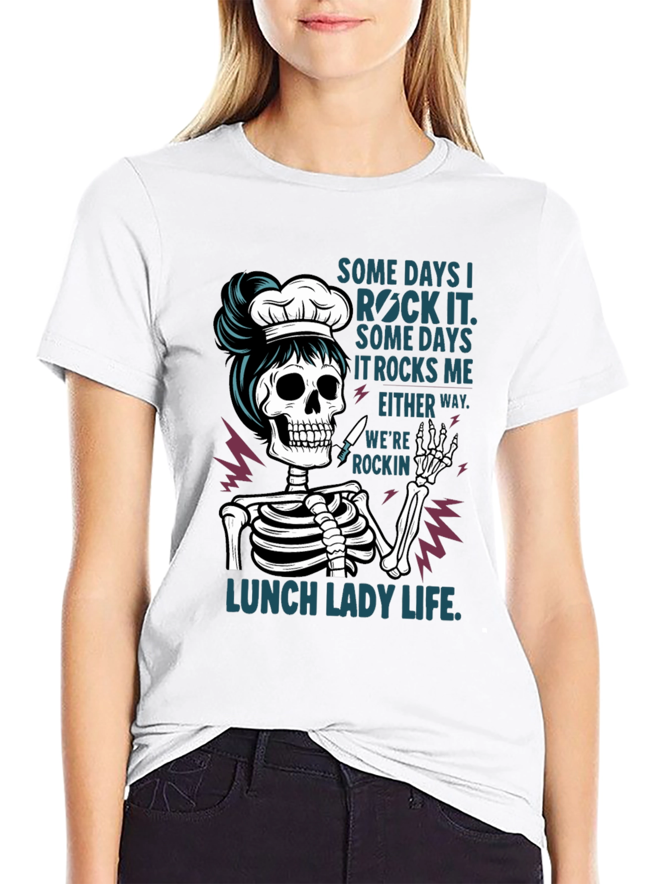 Lunch Lady Skeleton T-Shirt - Rockin Life Tee