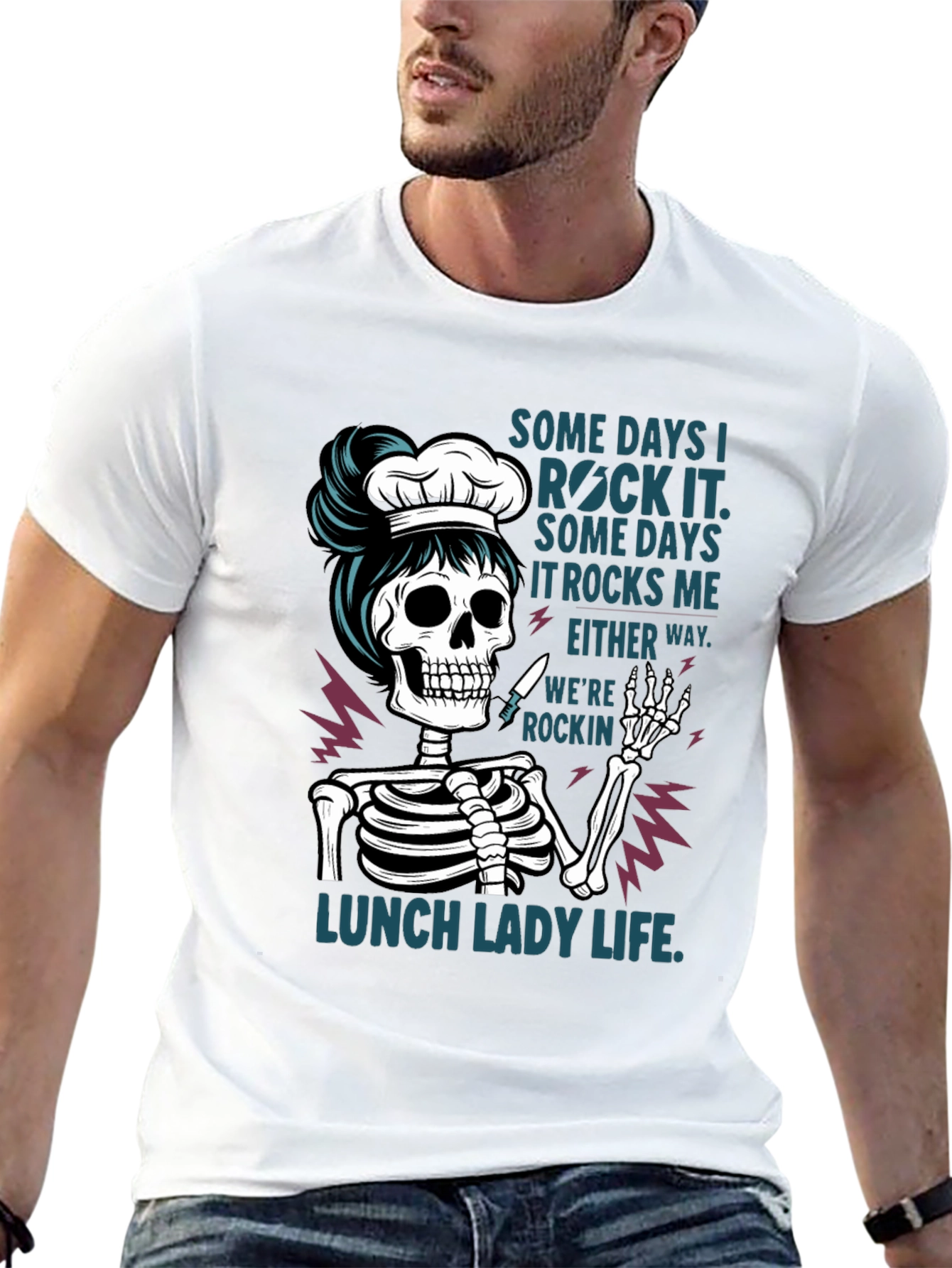 Lunch Lady Skeleton T-Shirt - Rockin Life Tee