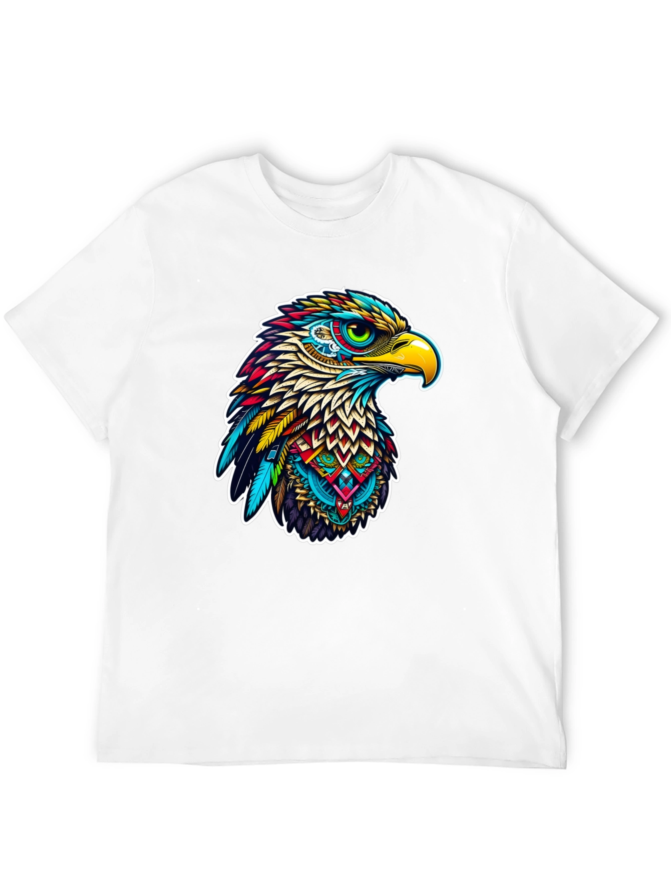 Vibrant Eagle Graphic Tee - Stylish Mens Black T-Shirt