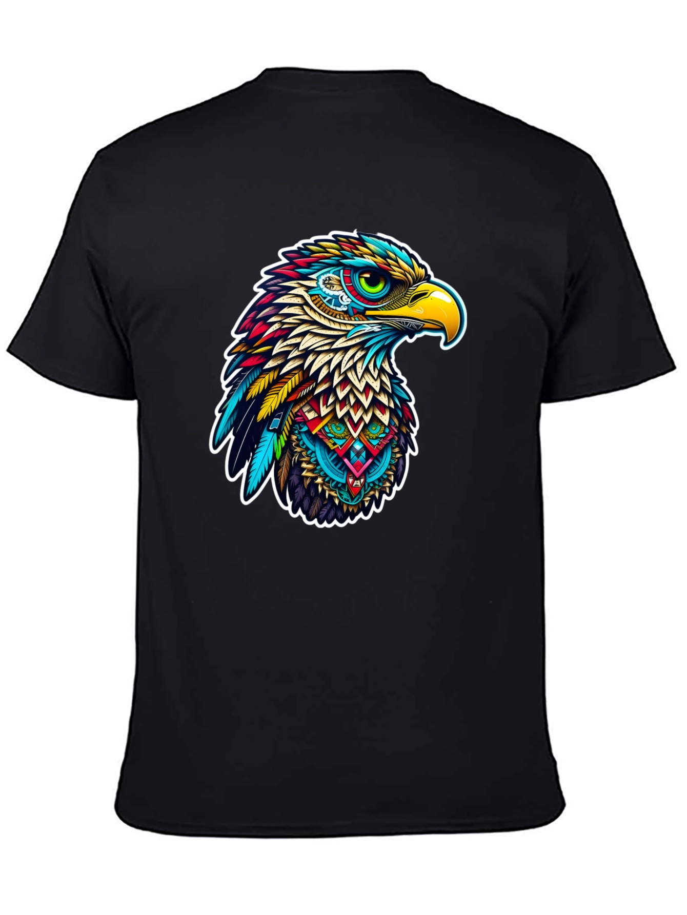 Vibrant Eagle Graphic Tee - Stylish Mens Black T-Shirt