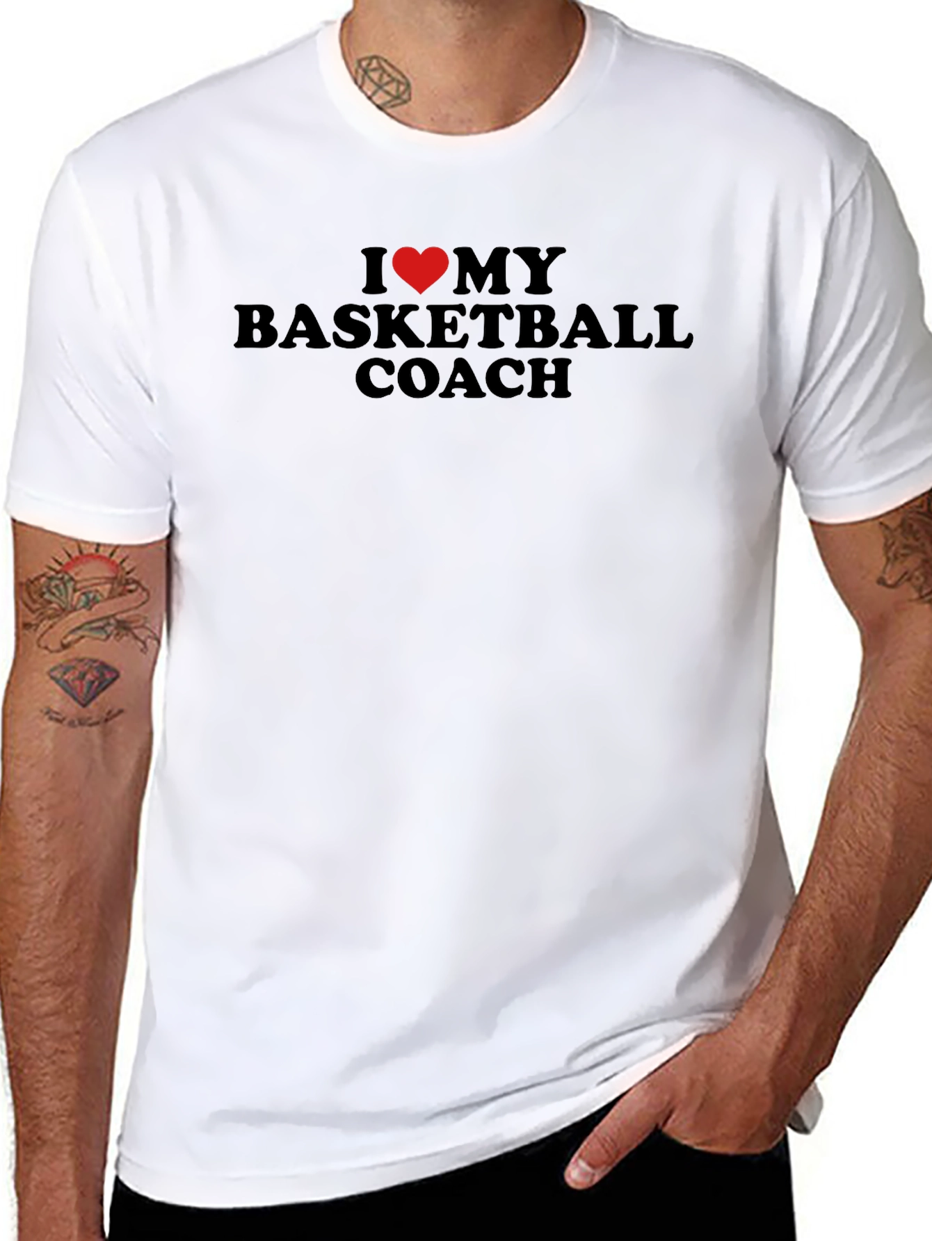 I Heart My Basketball Coach Black T-Shirt