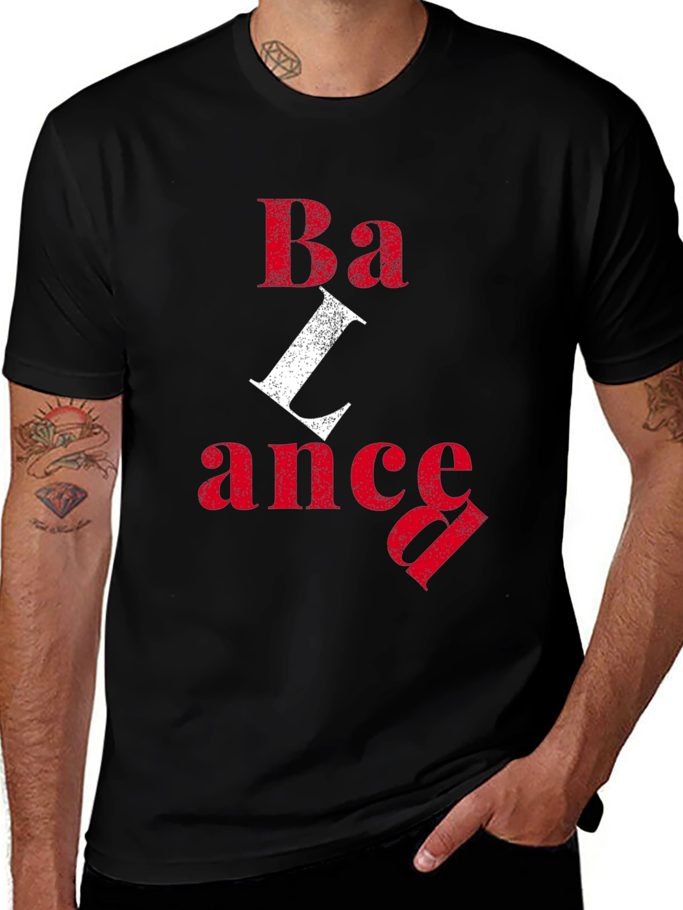 Balance Graphic Print Crew Neck Mens T-Shirt