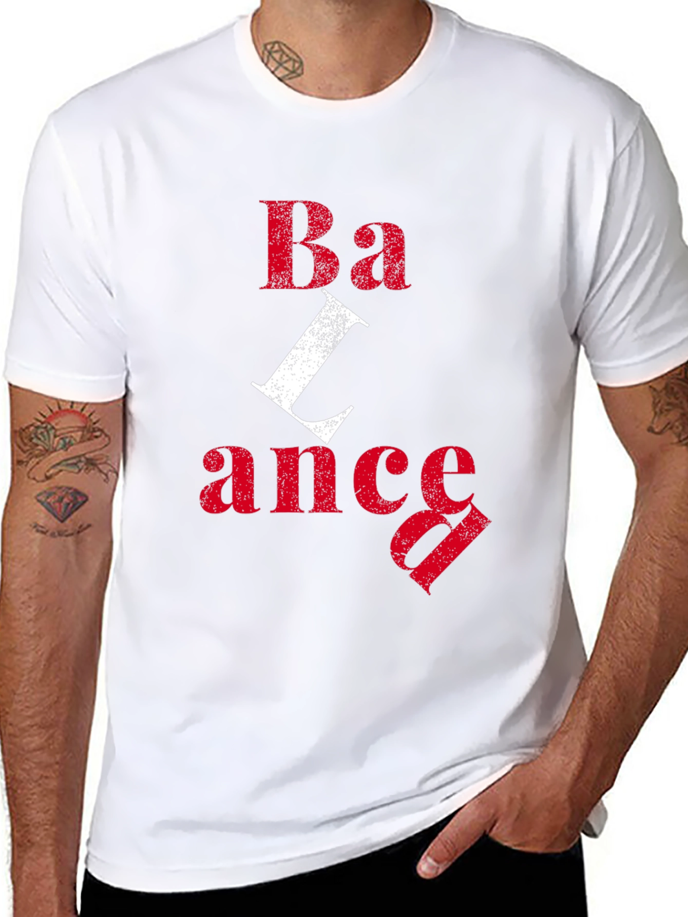 Balance Graphic Print Crew Neck Mens T-Shirt