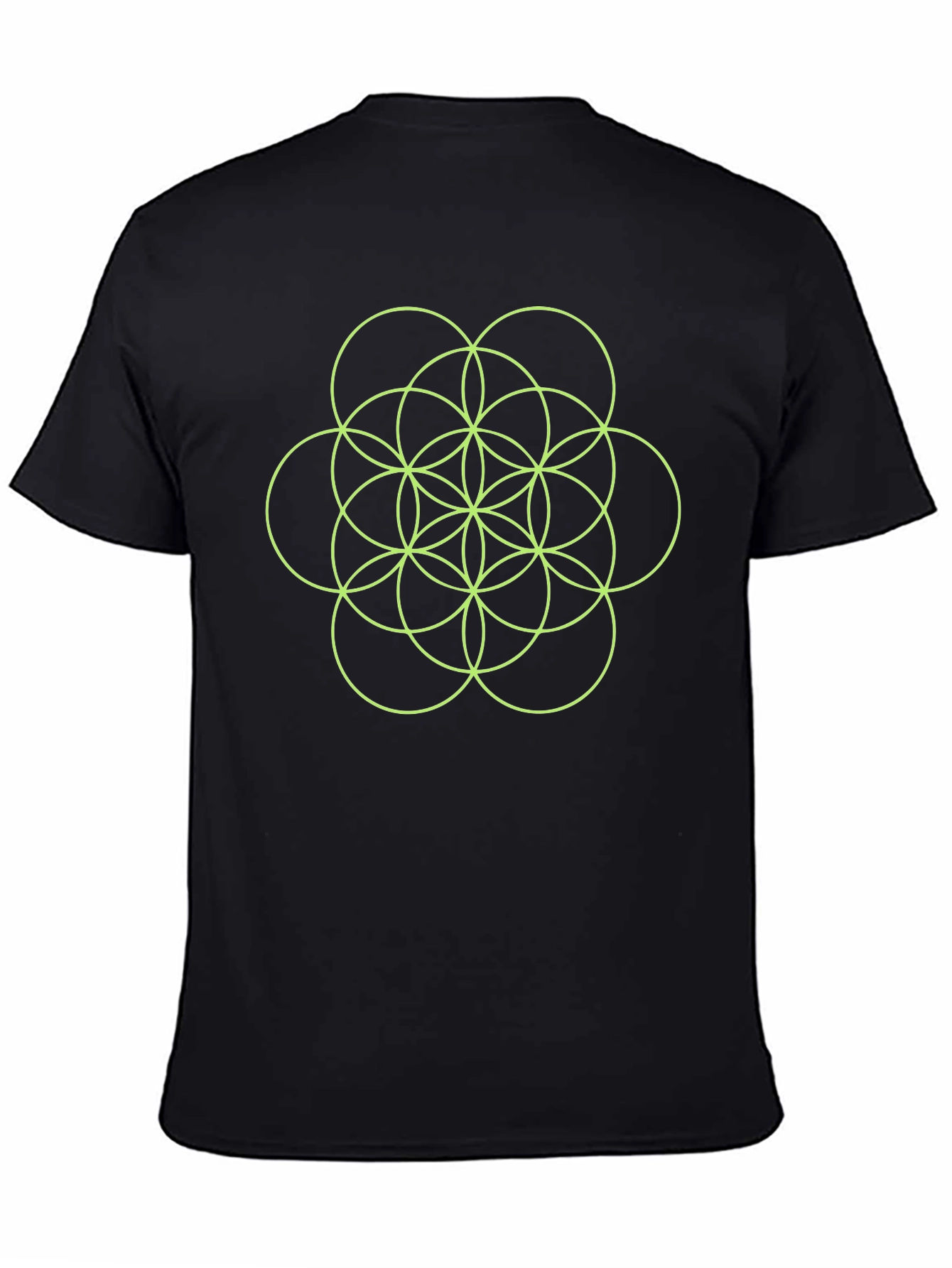 Geometric Seed of Life Graphic Black T-Shirt