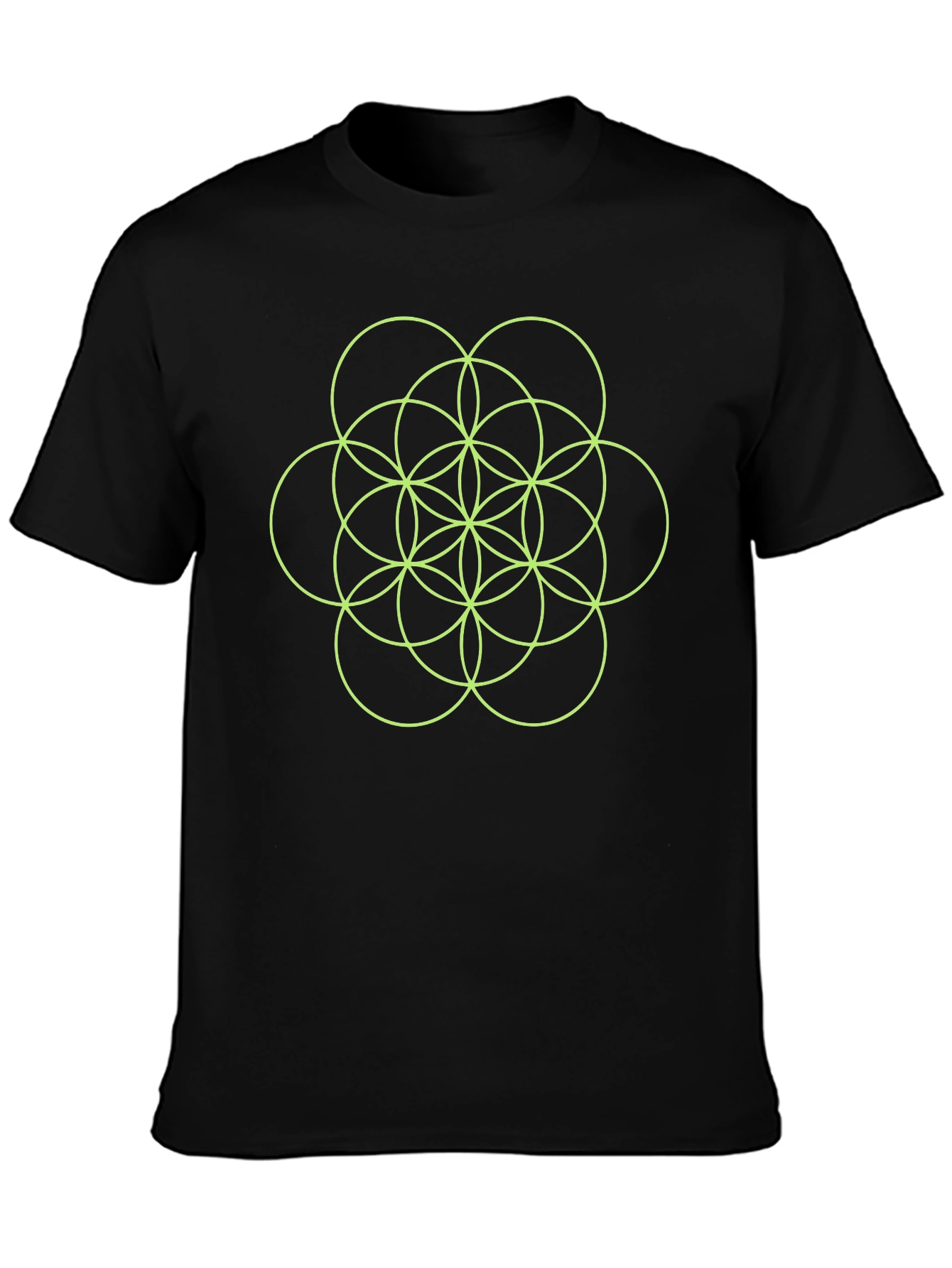 Geometric Seed of Life Graphic Black T-Shirt
