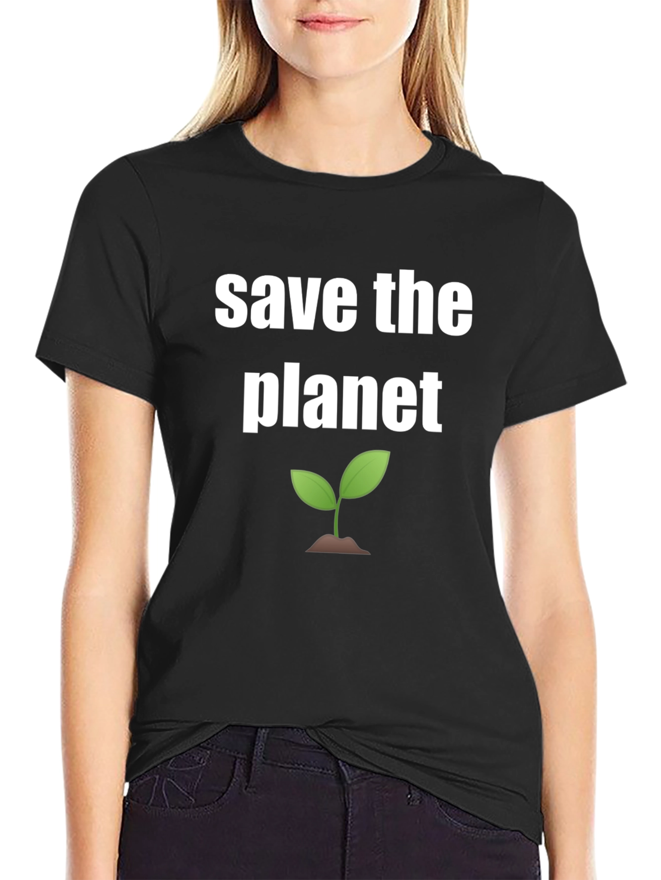 Save the Planet Graphic Tee - Black Cotton Shirt
