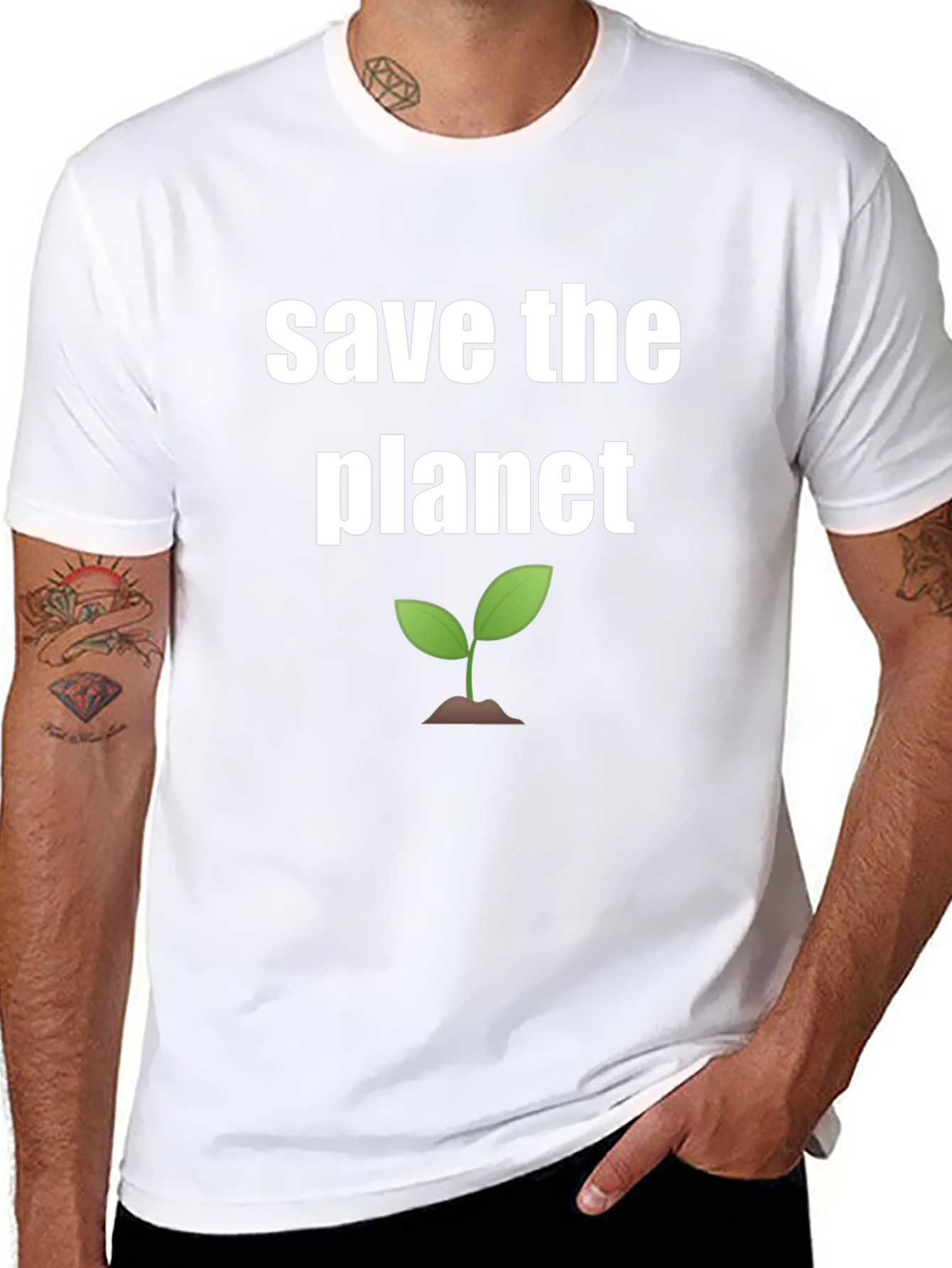 Save the Planet Graphic Tee - Black Cotton Shirt