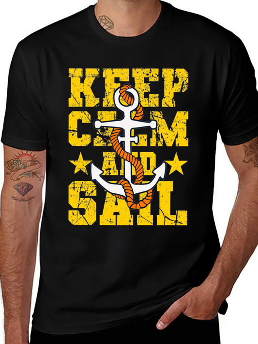 Keep Calm and Sail Graphic Tee - Anchor Design