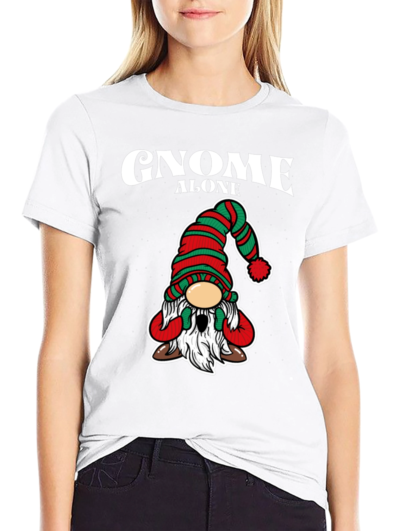 Gnome Alone T-Shirt - Holiday Christmas Apparel