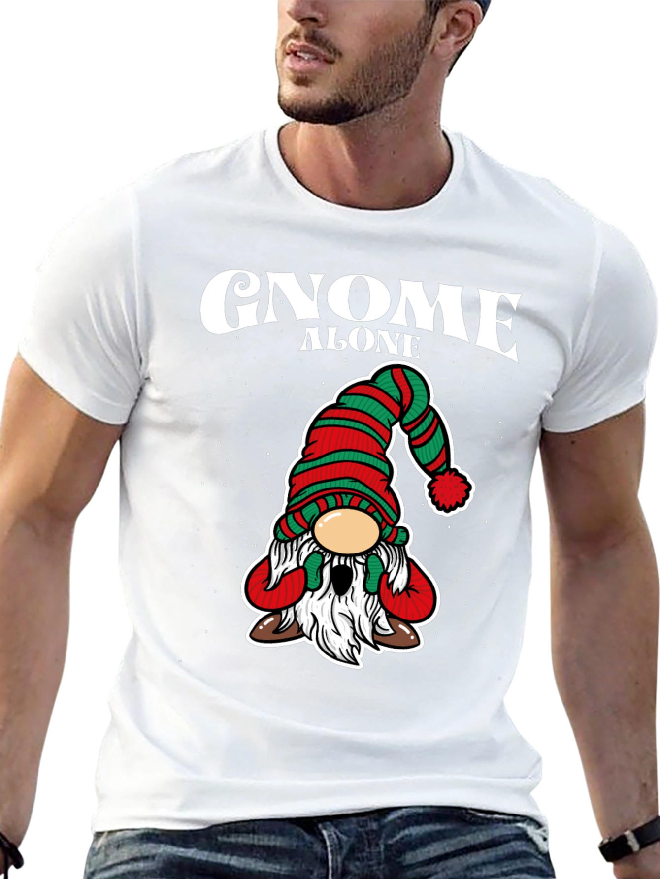 Gnome Alone T-Shirt - Holiday Christmas Apparel