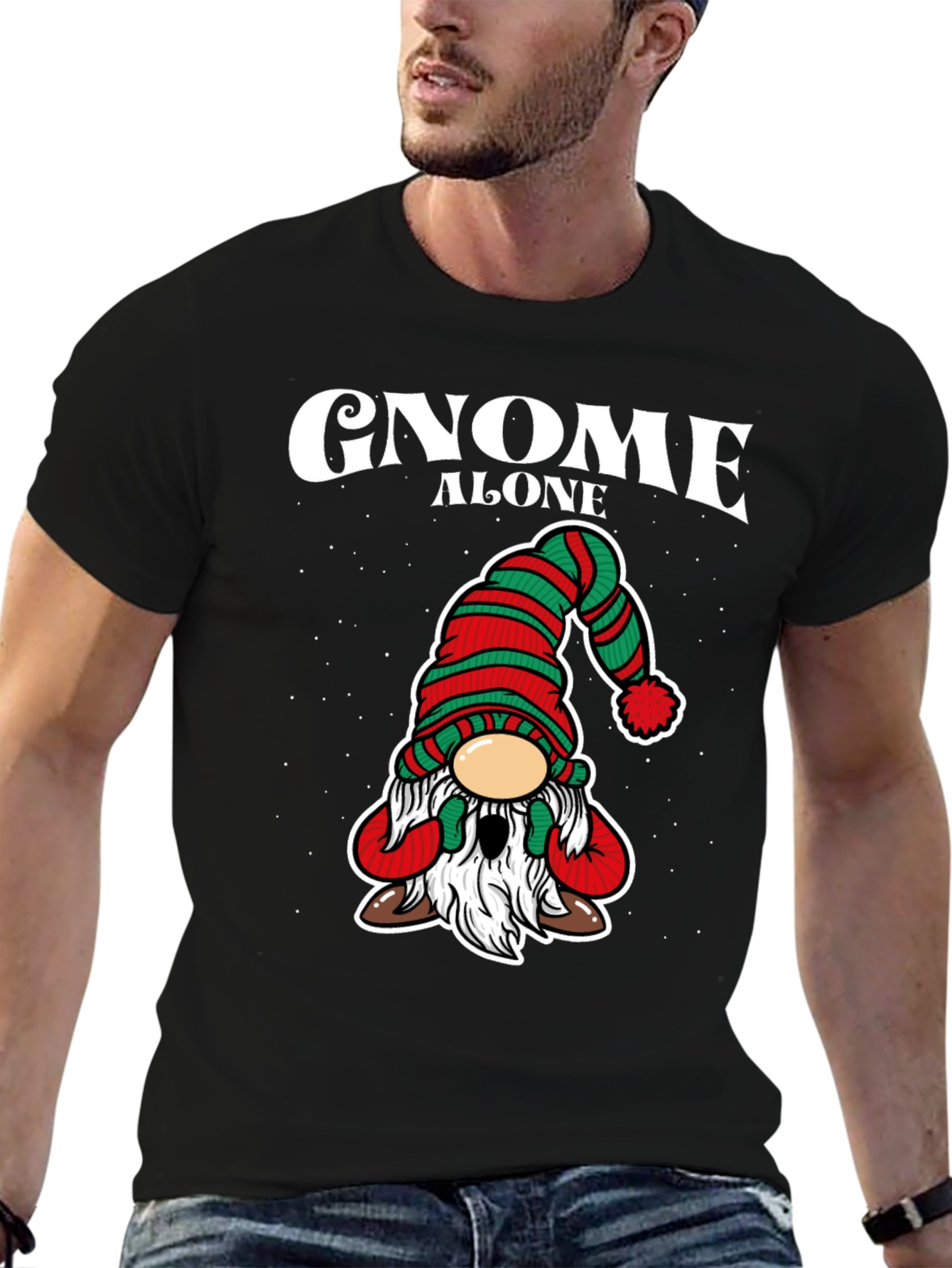Gnome Alone T-Shirt - Holiday Christmas Apparel