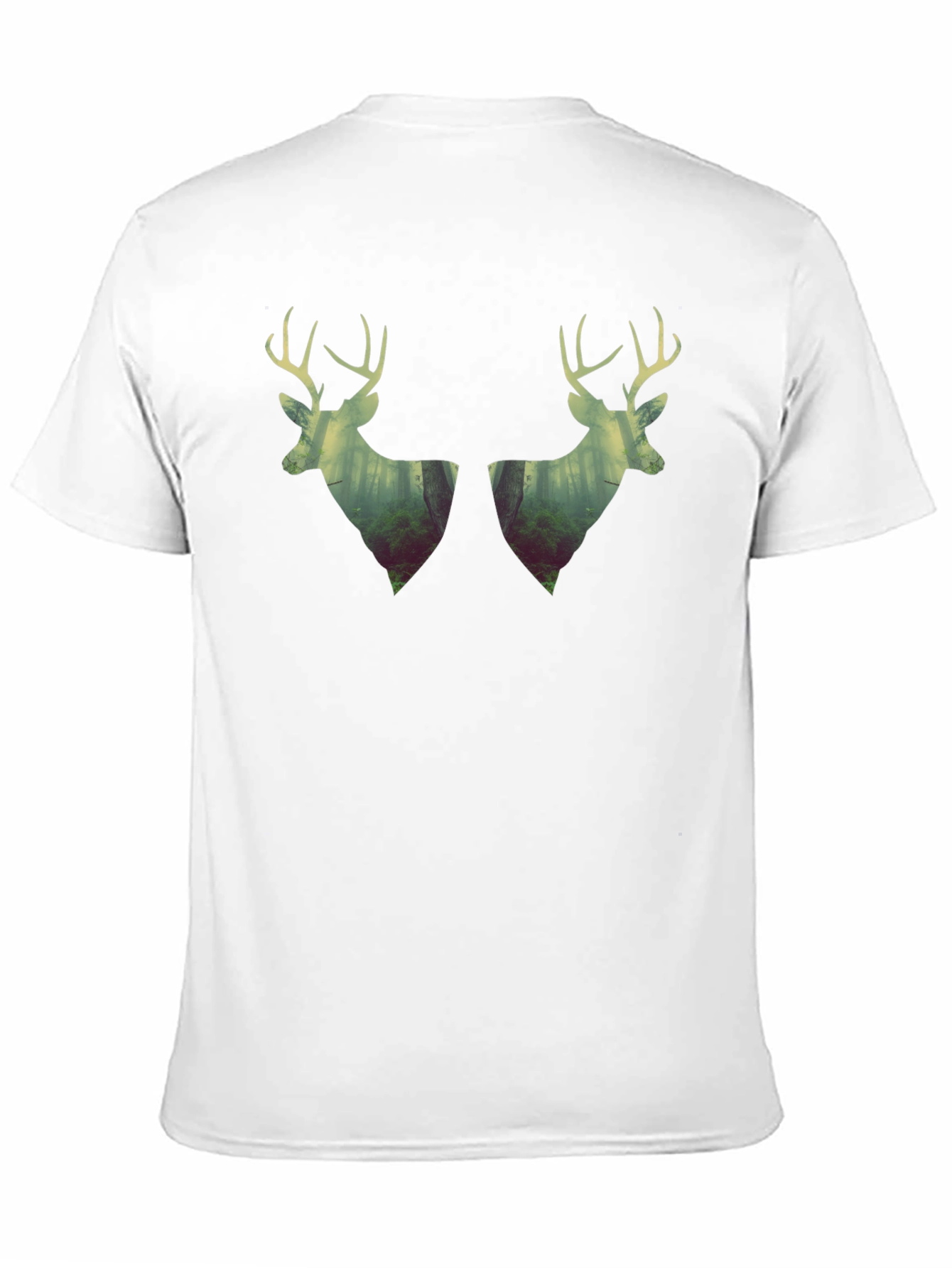 Deer Silhouette Forest Graphic Tee - Black