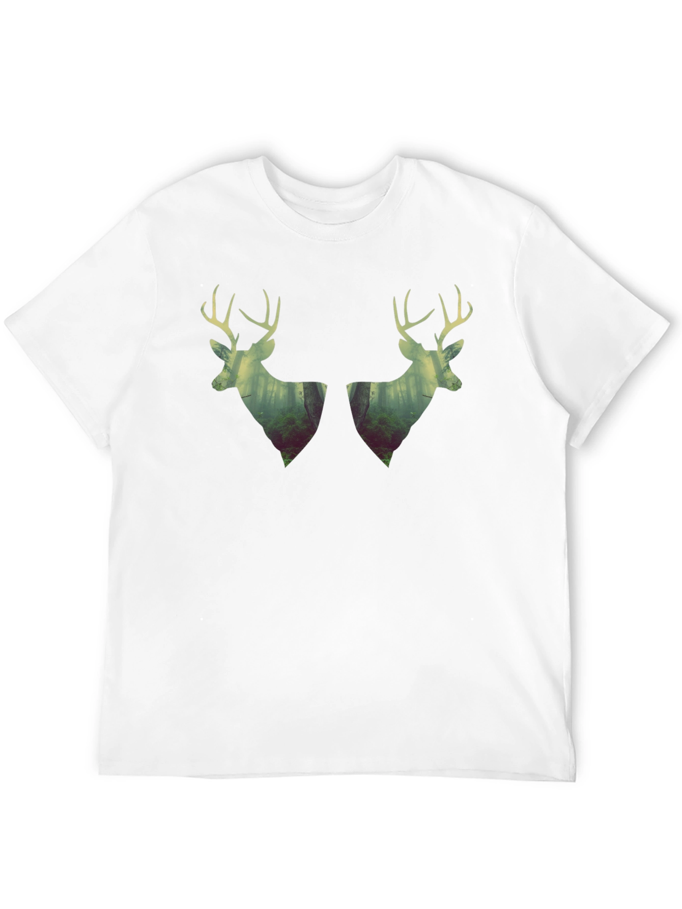 Deer Silhouette Forest Graphic Tee - Black