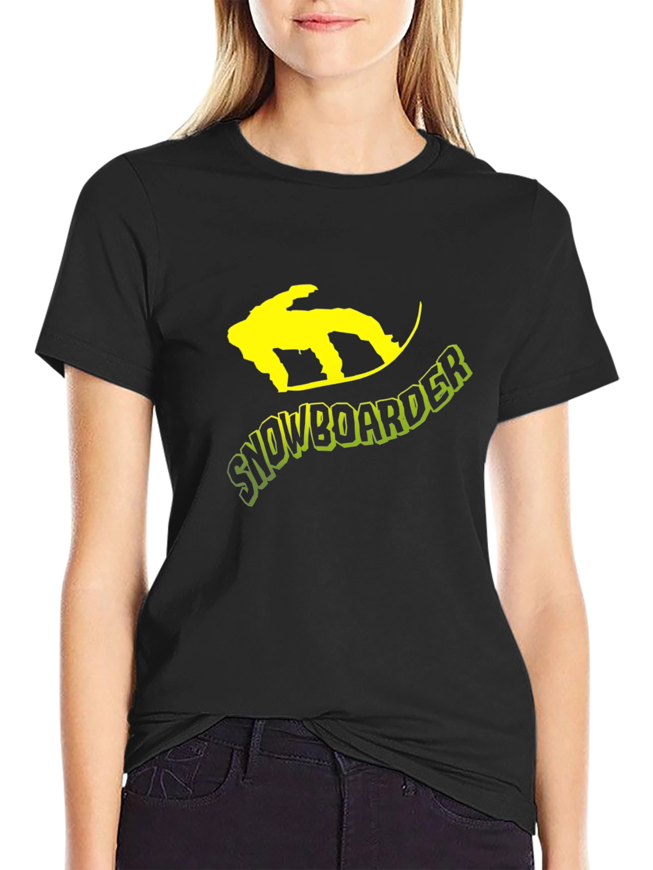 Snowboarder Graphic Tee - Black Cotton T-Shirt