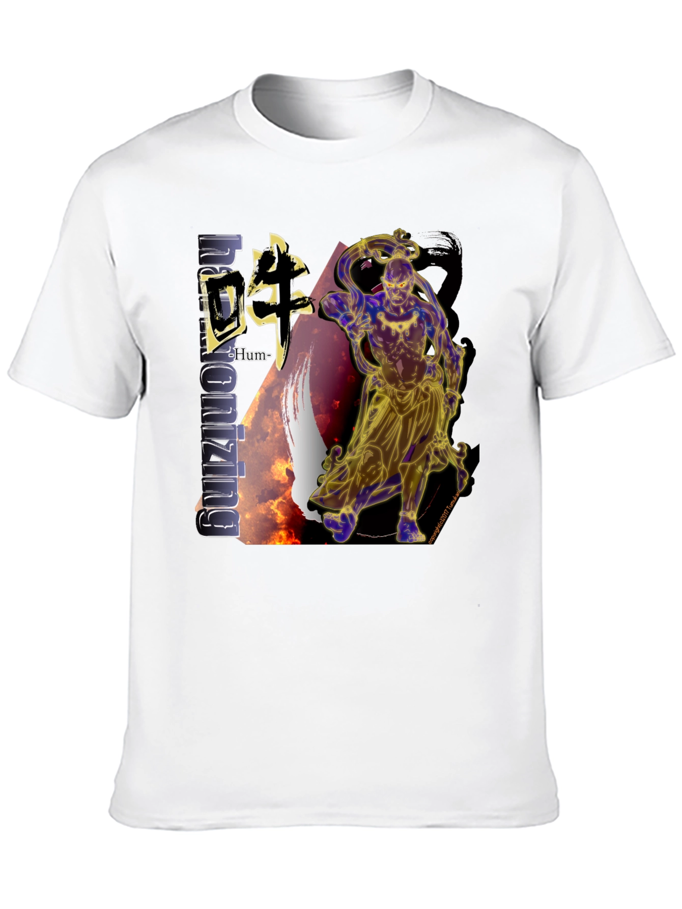 Mens Black T-Shirt with Asian-Inspired Graphic Design