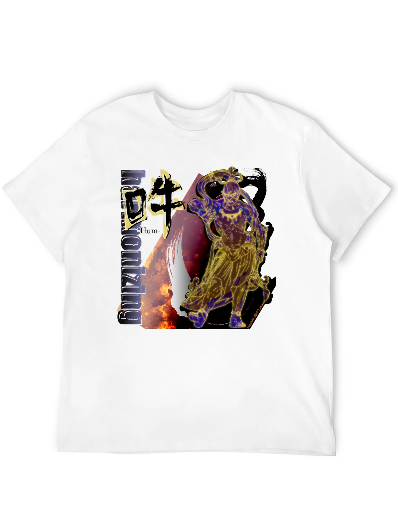 Mens Black T-Shirt with Asian-Inspired Graphic Design