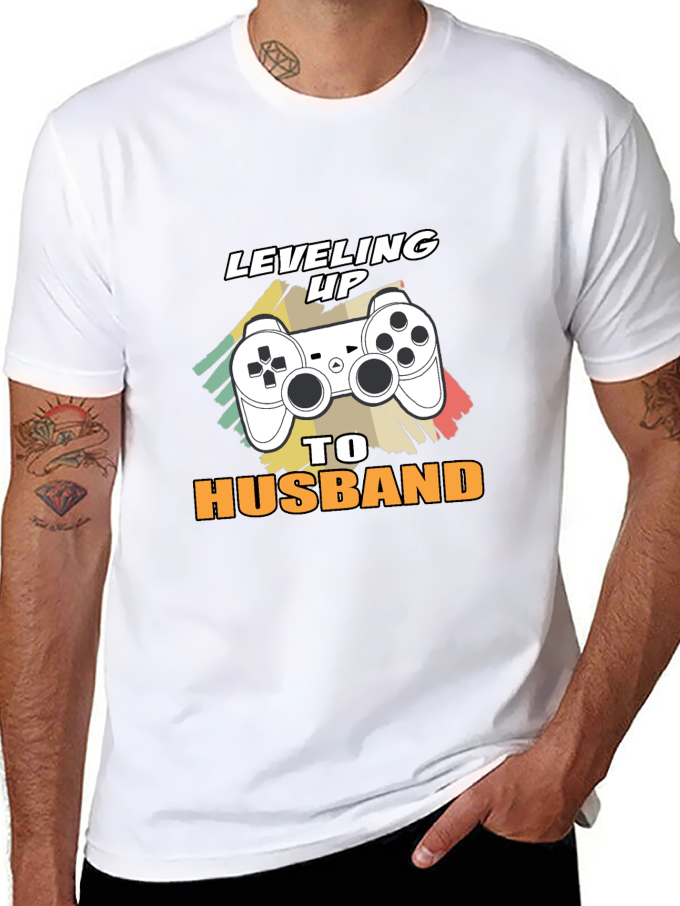 Leveling Up to Husband Gamer T-Shirt - Black