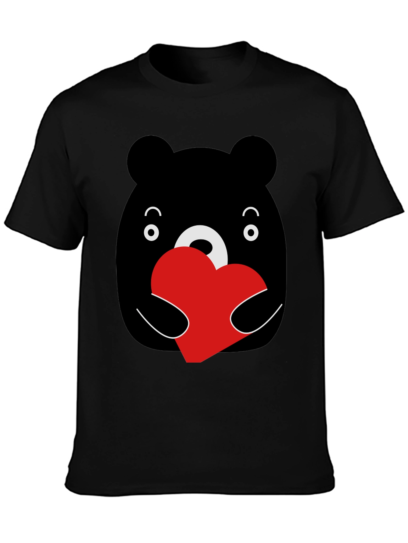 Bear Hug Heart Graphic Black T-Shirt