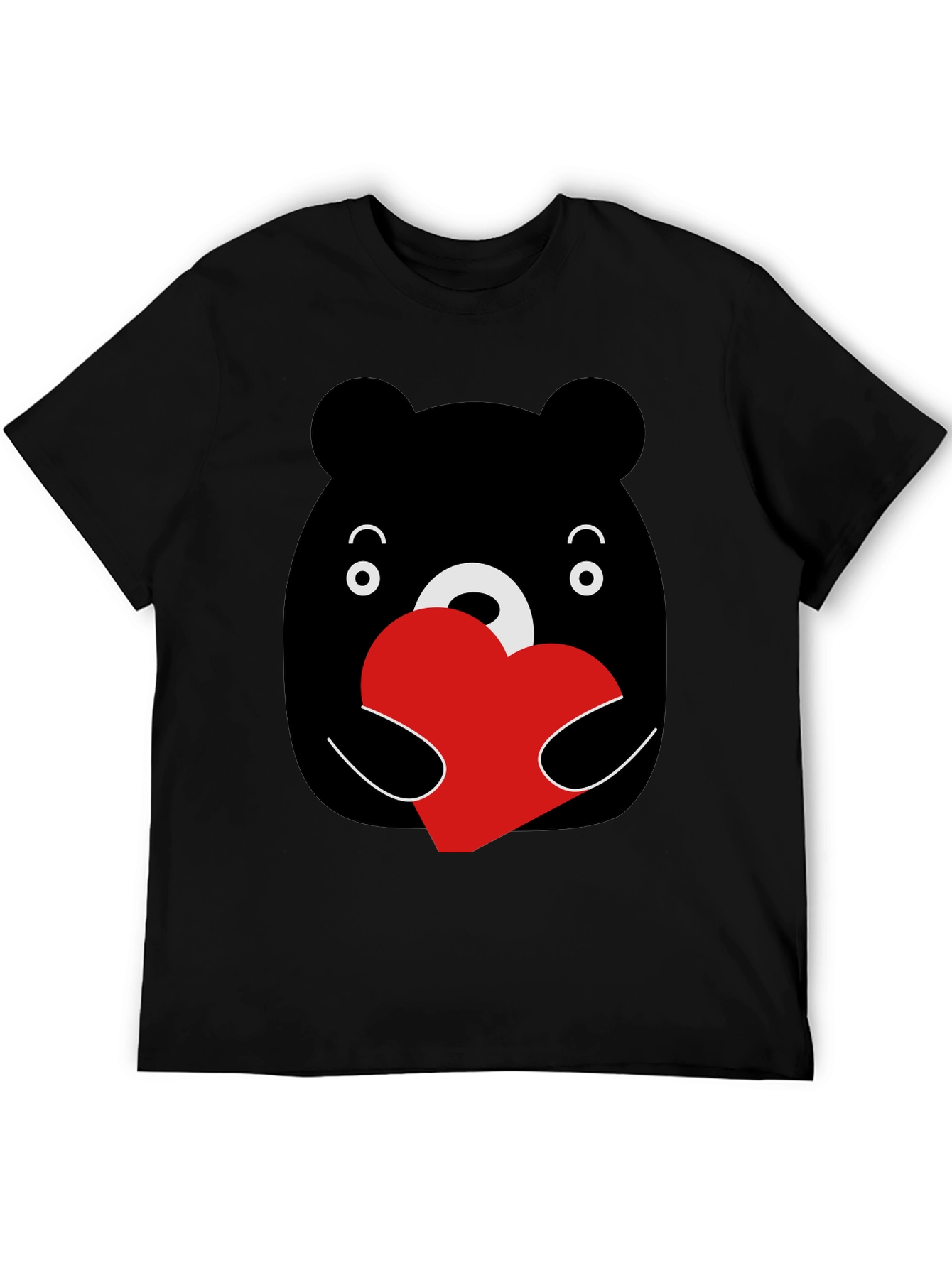 Bear Hug Heart Graphic Black T-Shirt