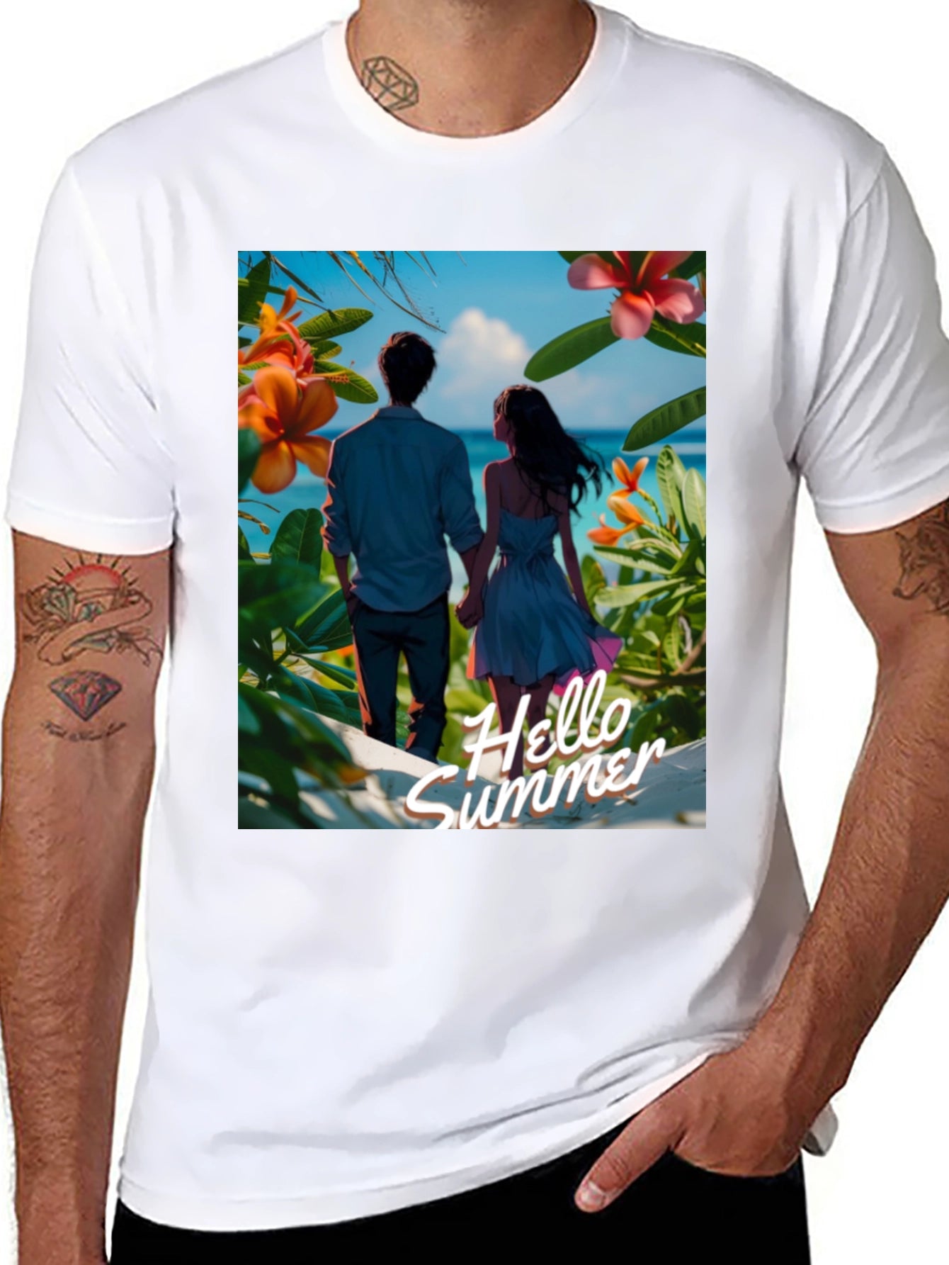 Hello Summer Black Graphic Tee