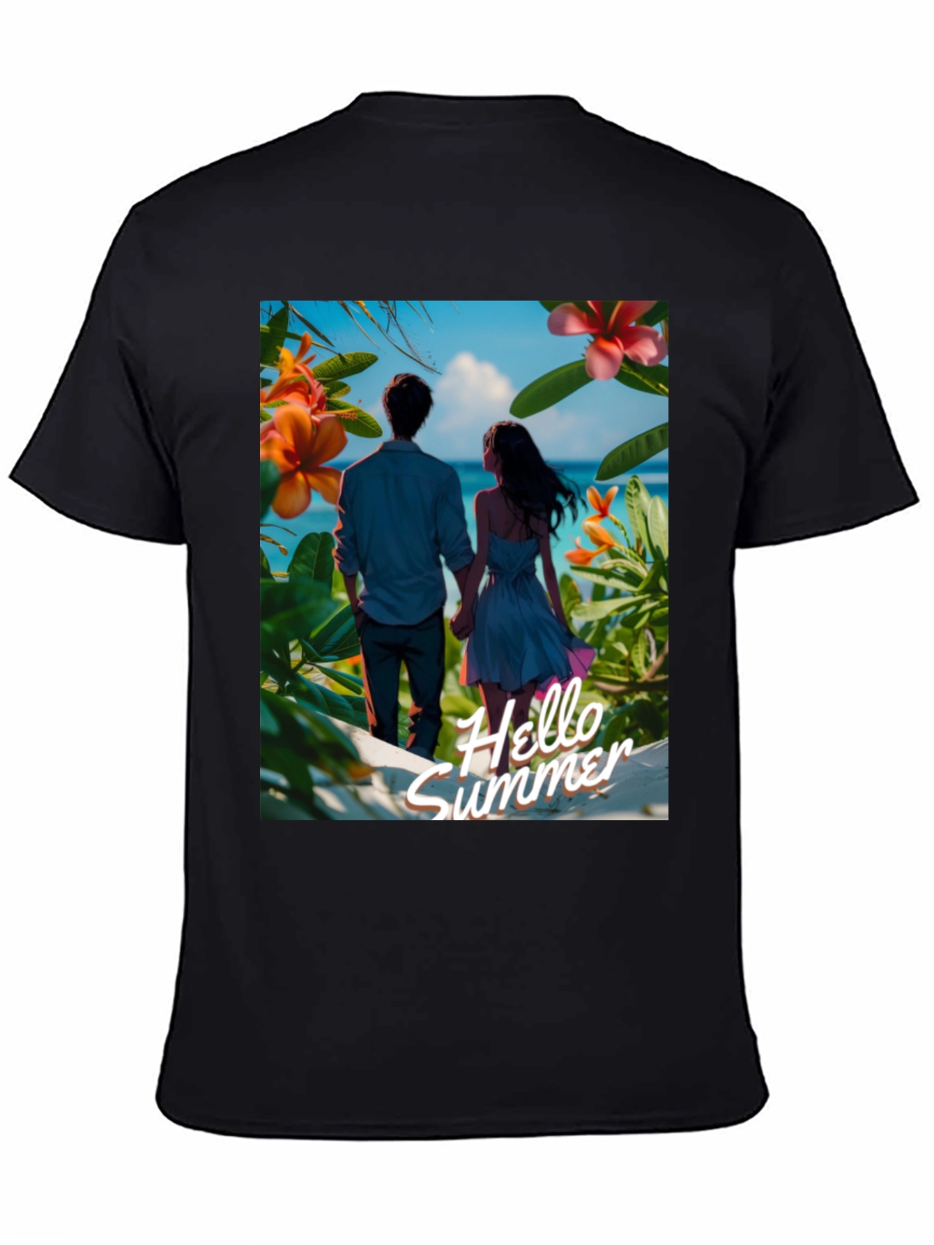 Hello Summer Black Graphic Tee