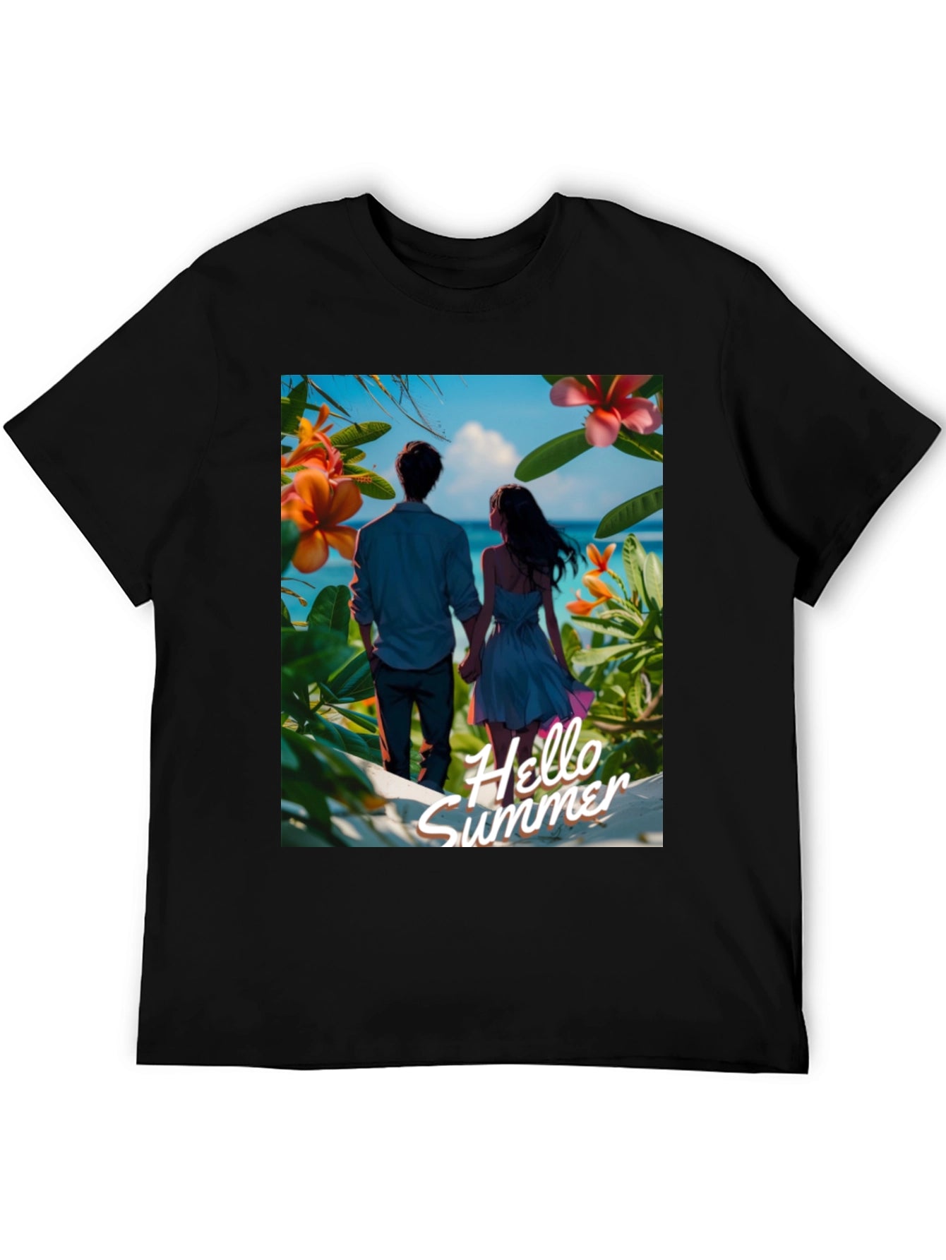 Hello Summer Black Graphic Tee