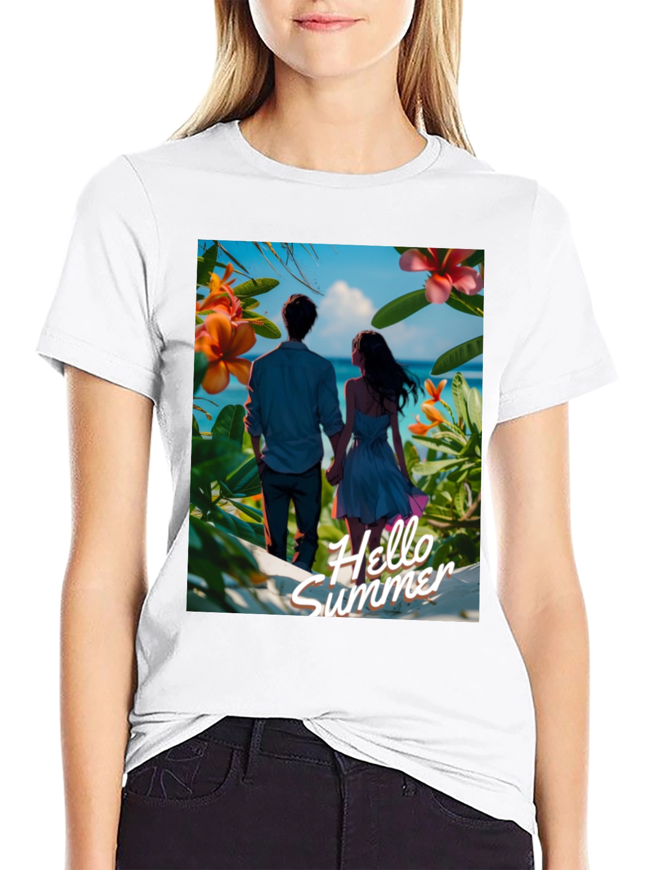 Hello Summer Black Graphic Tee