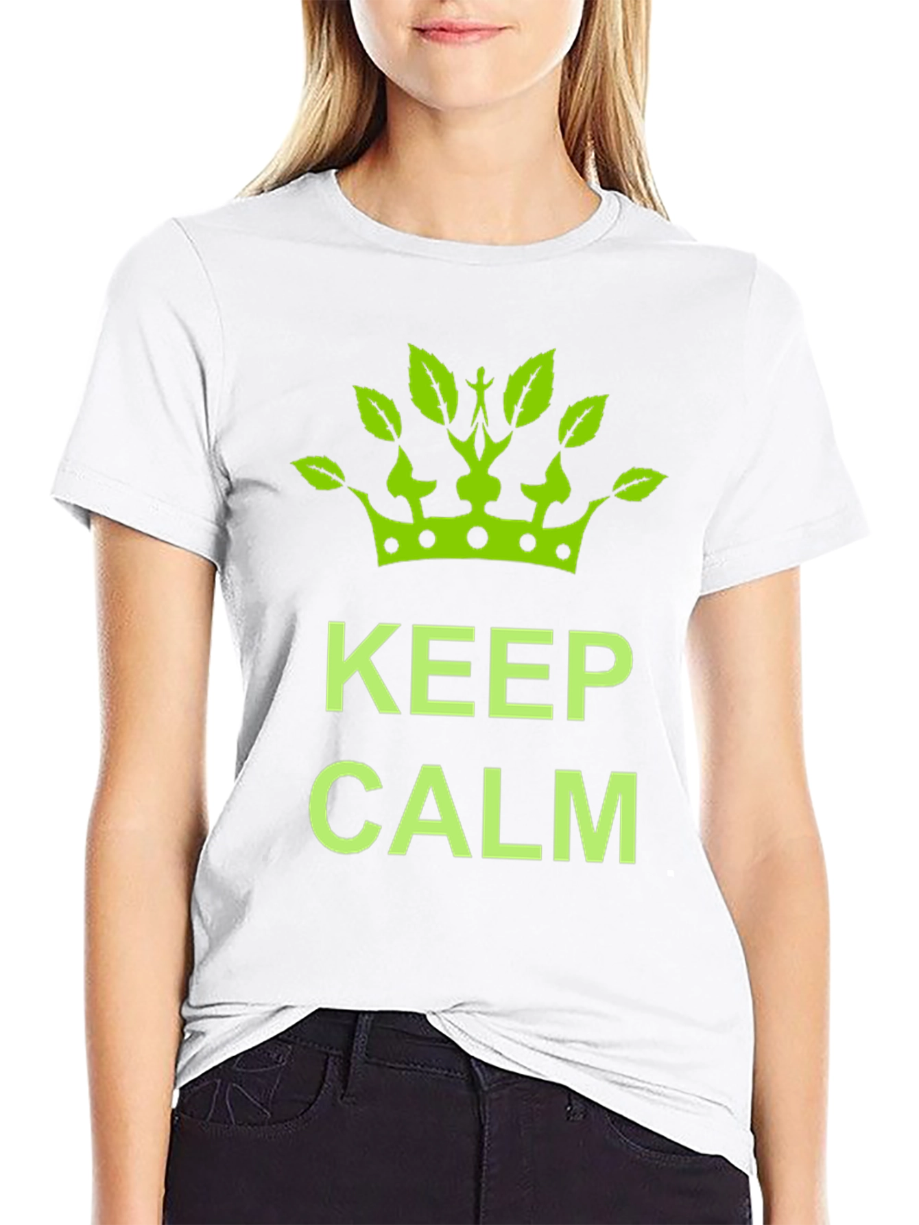 Keep Calm Green Crown Black T-Shirt