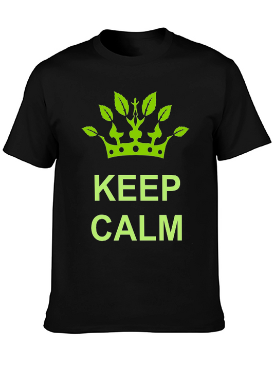 Keep Calm Green Crown Black T-Shirt