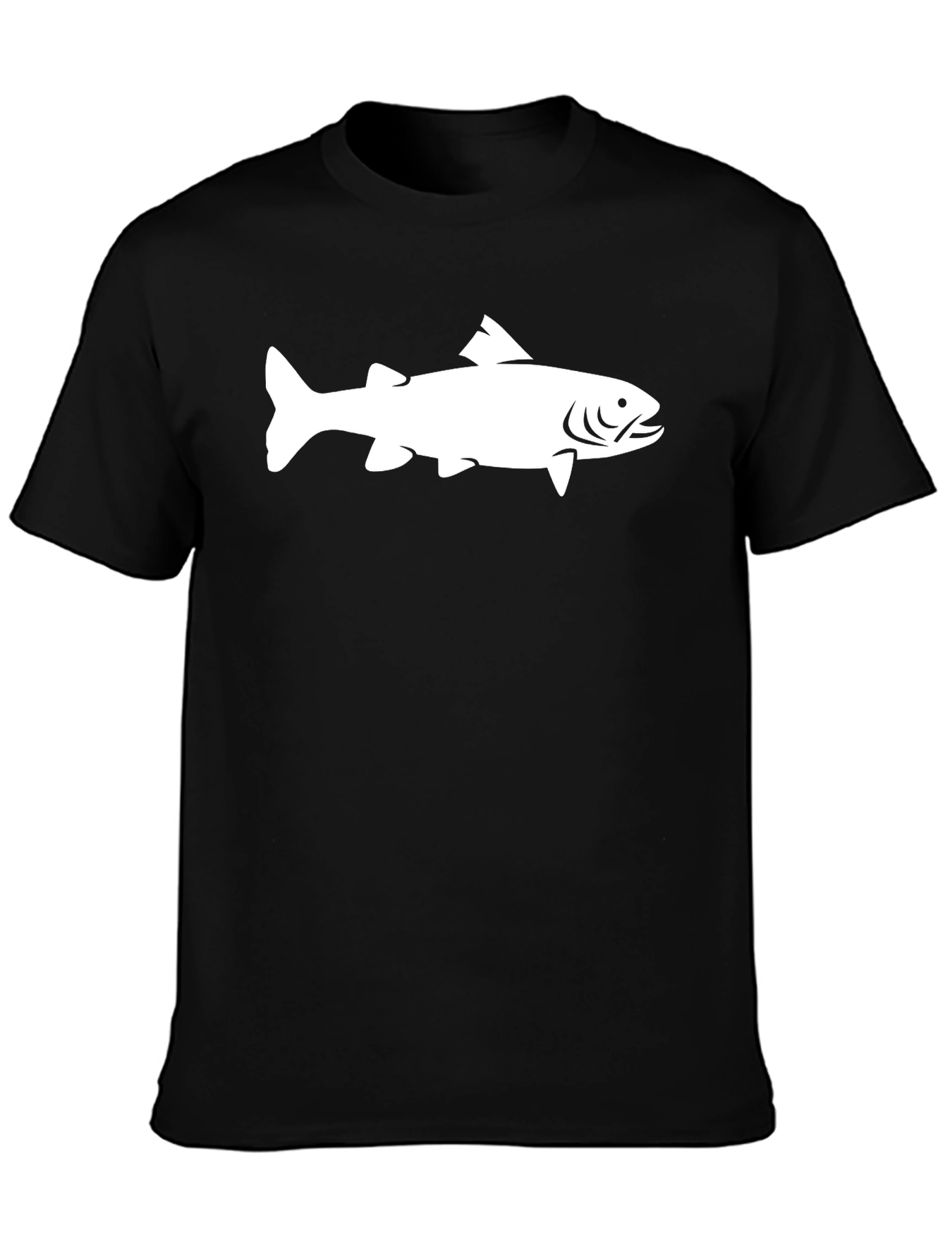 Black T-Shirt with White Fish Graphic