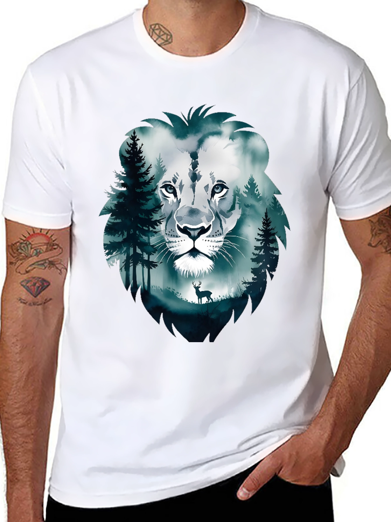 Lion Forest Graphic Print Tee
