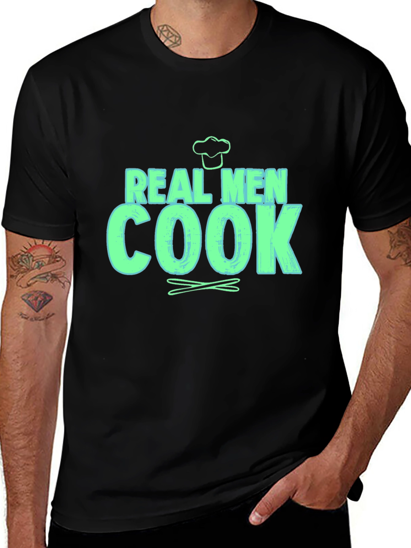 Real Men Cook - Novelty Graphic T-Shirt