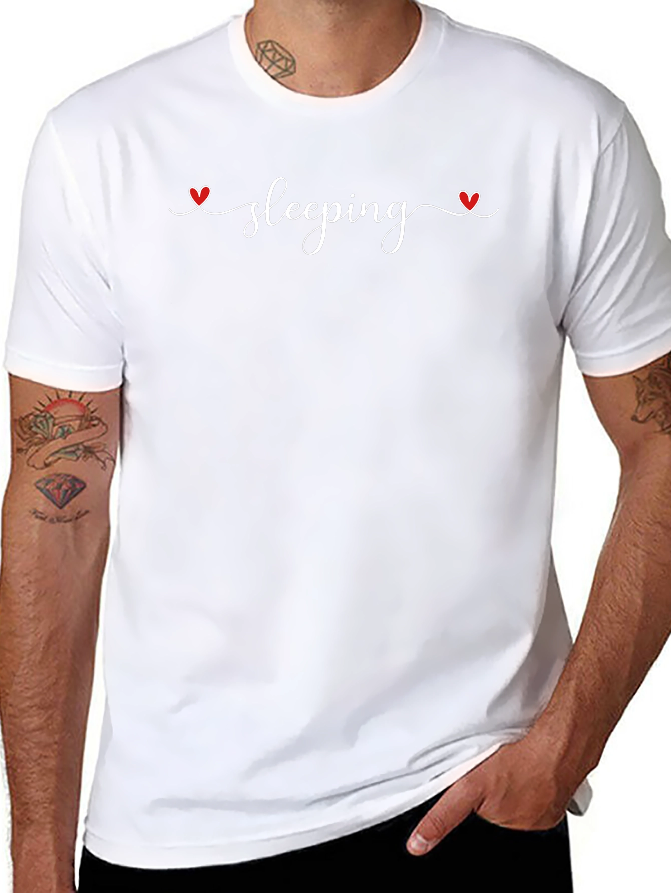 Sleeping Heart Tee - Black Cotton Sleep Shirt