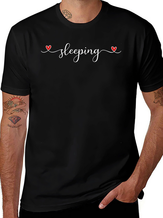 Sleeping Heart Tee - Black Cotton Sleep Shirt
