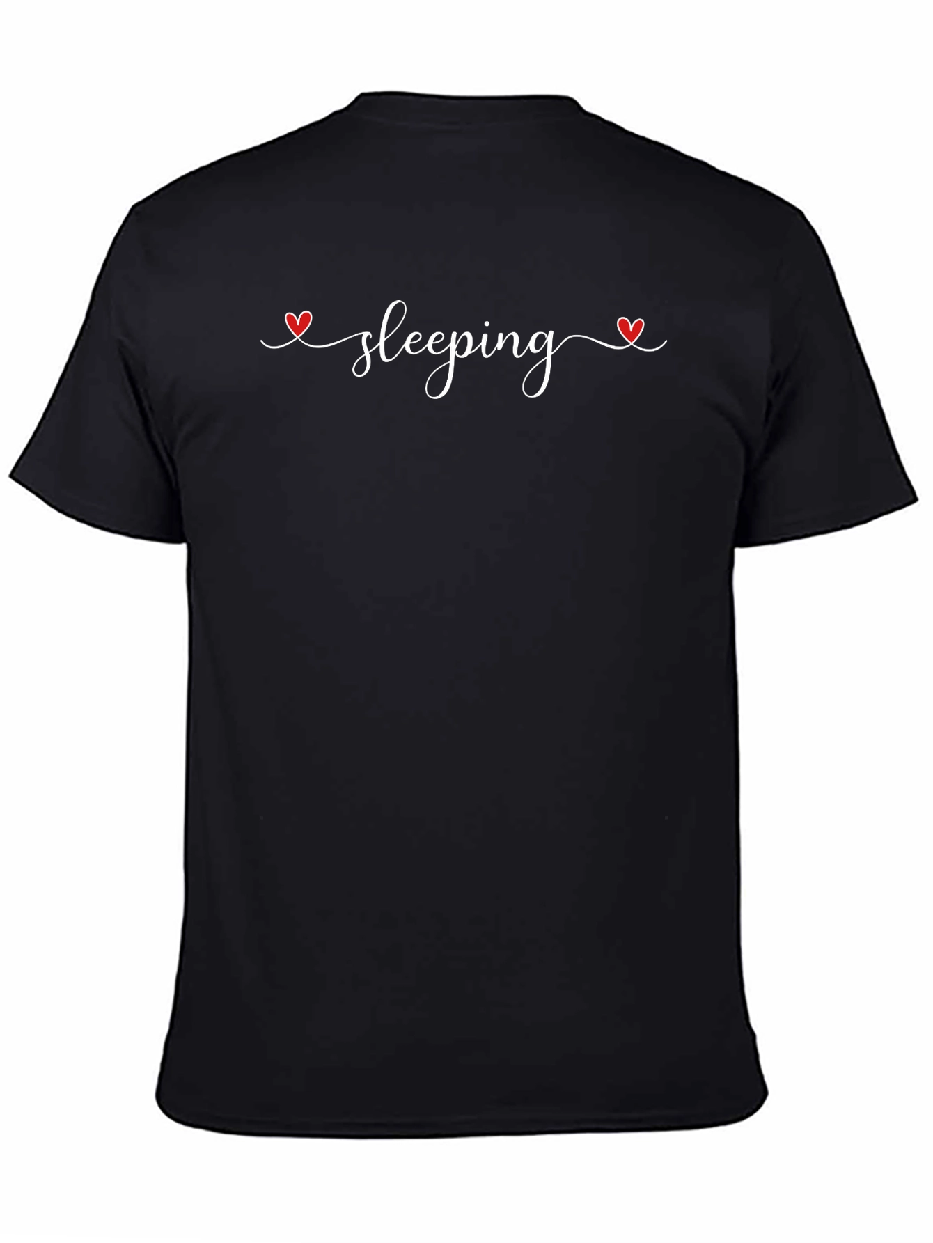 Sleeping Heart Tee - Black Cotton Sleep Shirt